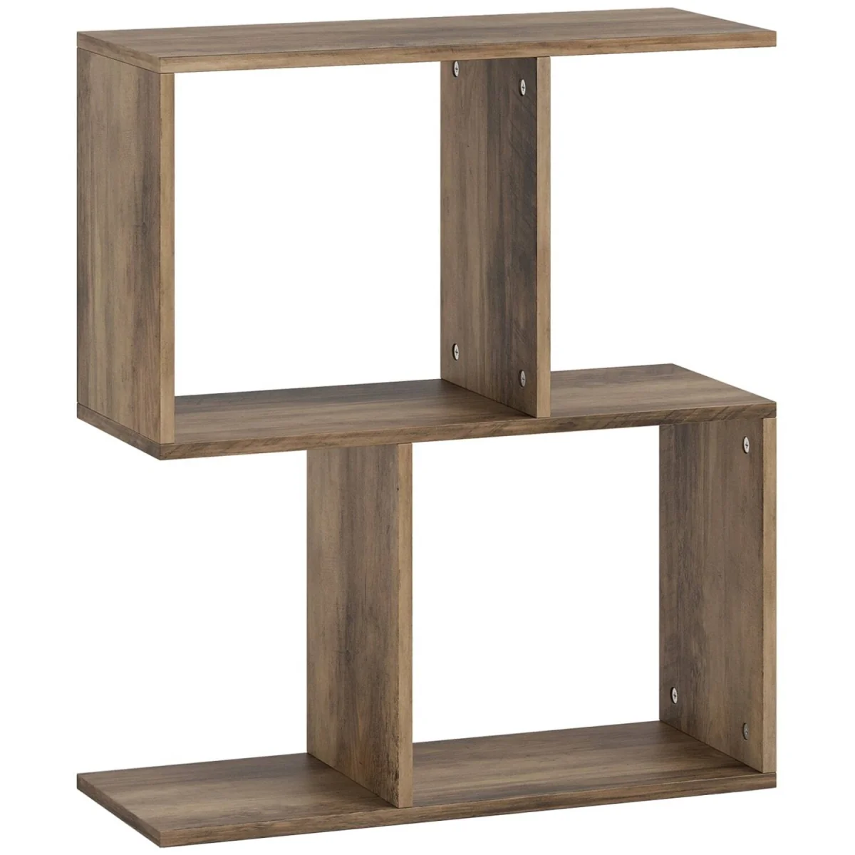 Tolezi Oak Narrow S-Shaped Side Table with 3-Tier Storage – image 3