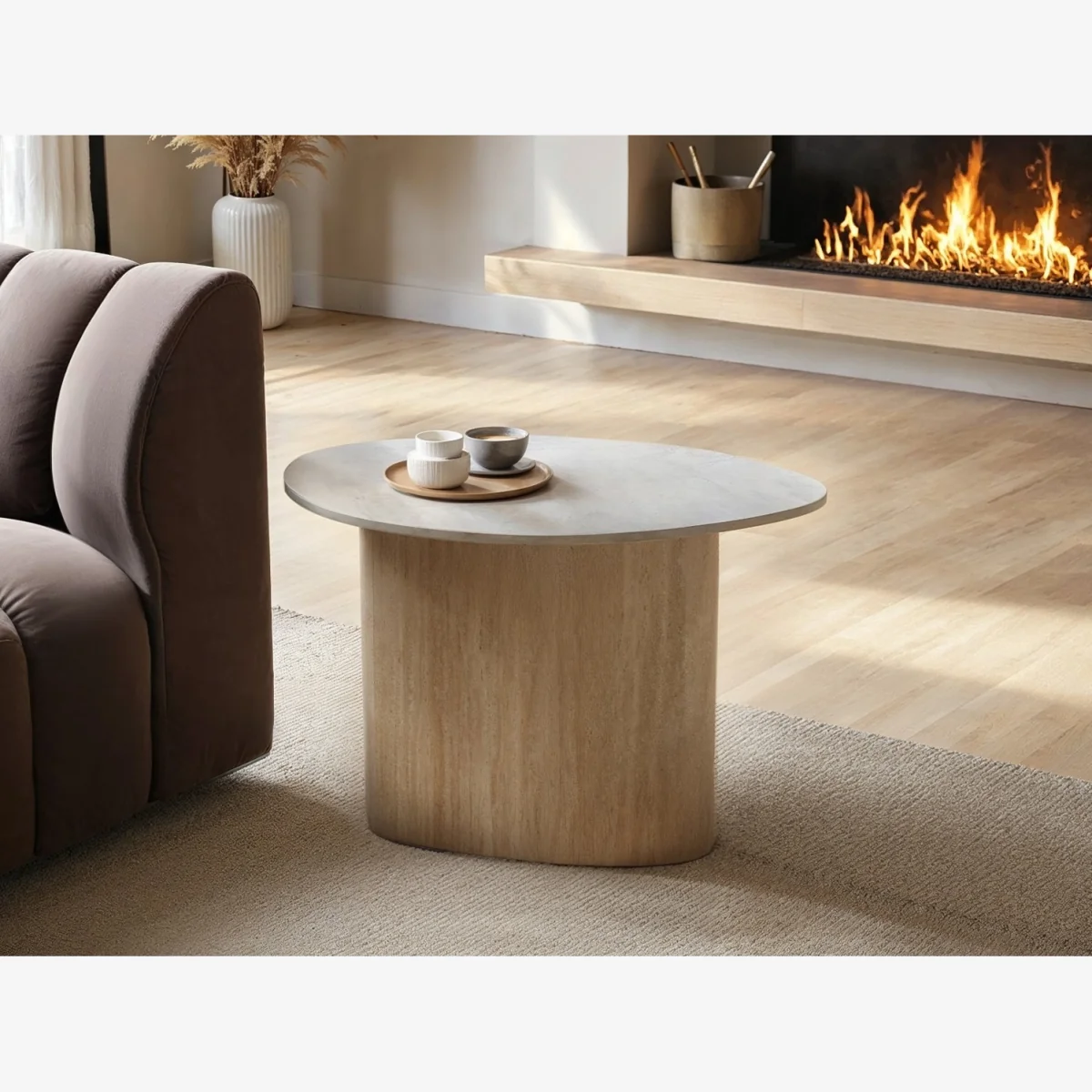 Elin Sintered Stone Effect Side Table - Stone