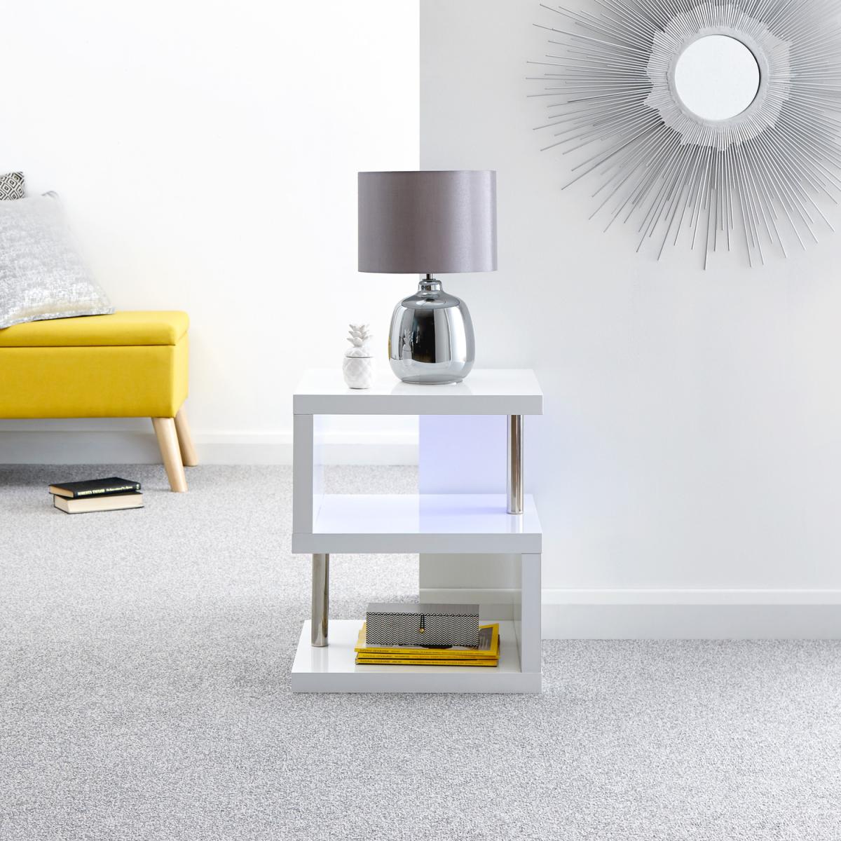 Polar High Gloss LED Side Table - White – image 4