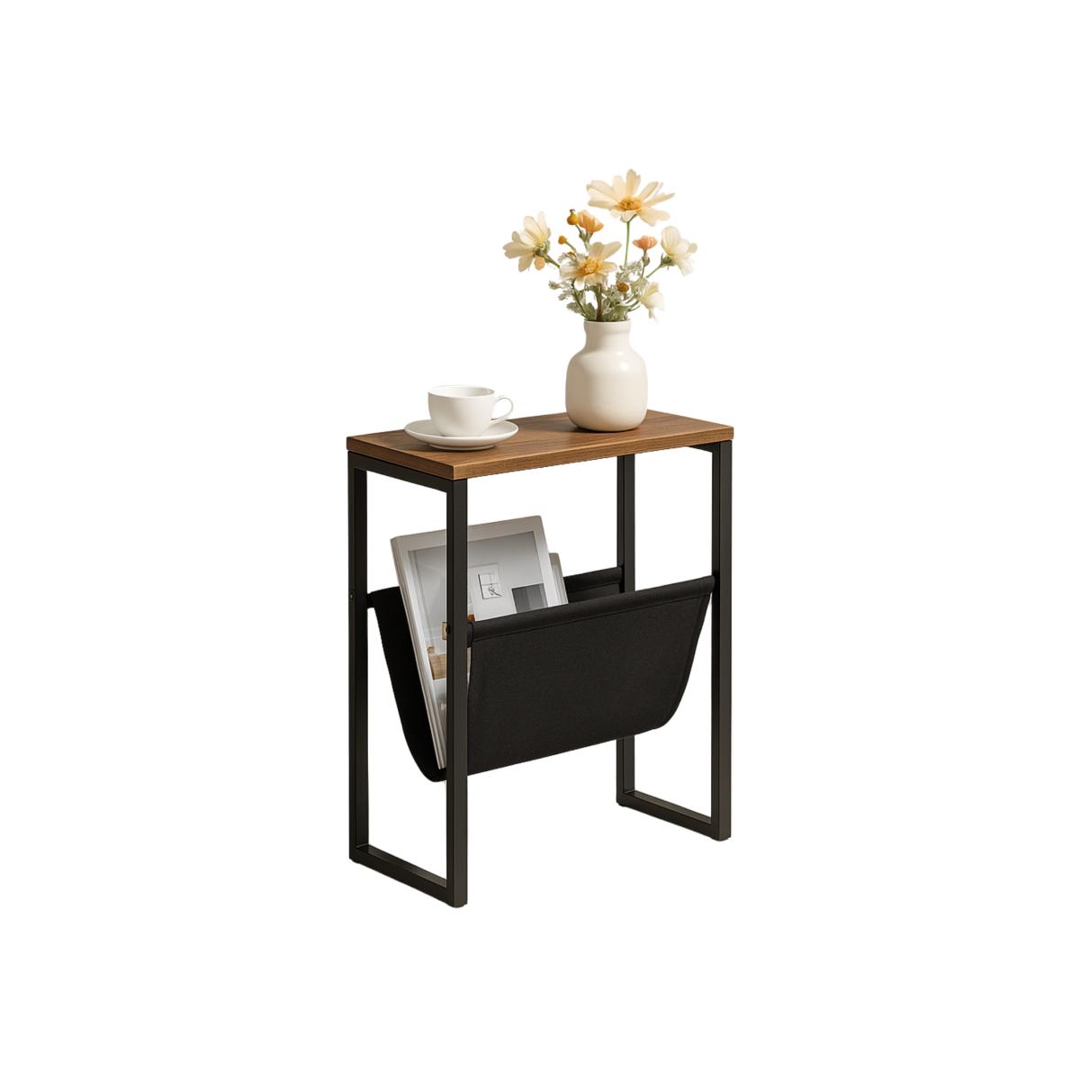 Compact Sofa Side End Table With Storage - Rustic Brown