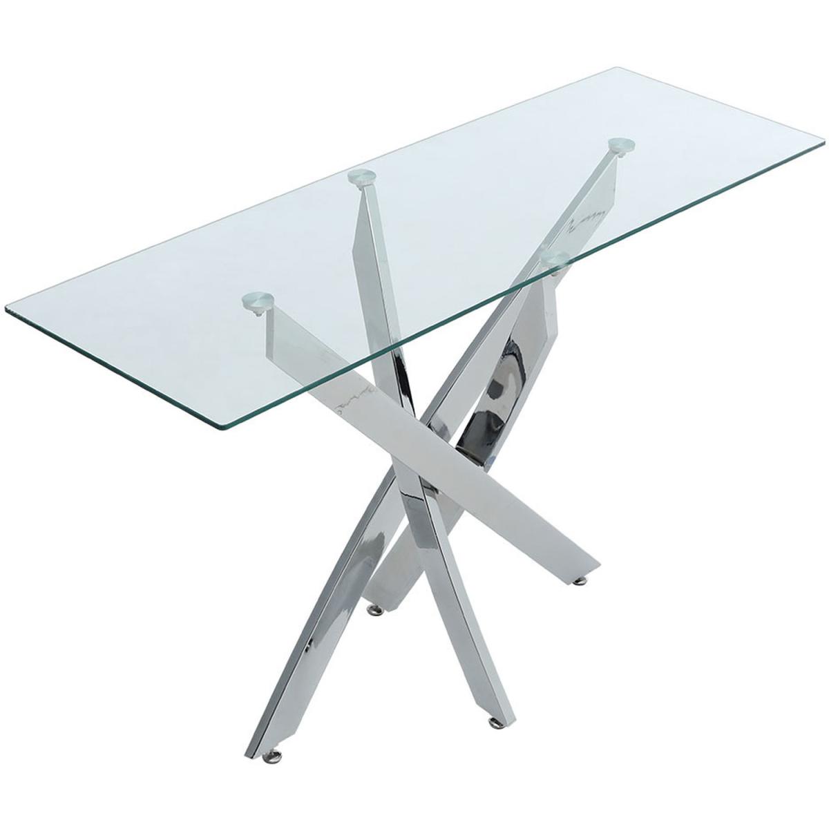 Rectangular Tempered Glass Slim Top Dinner Side Table  - Clear – image 2