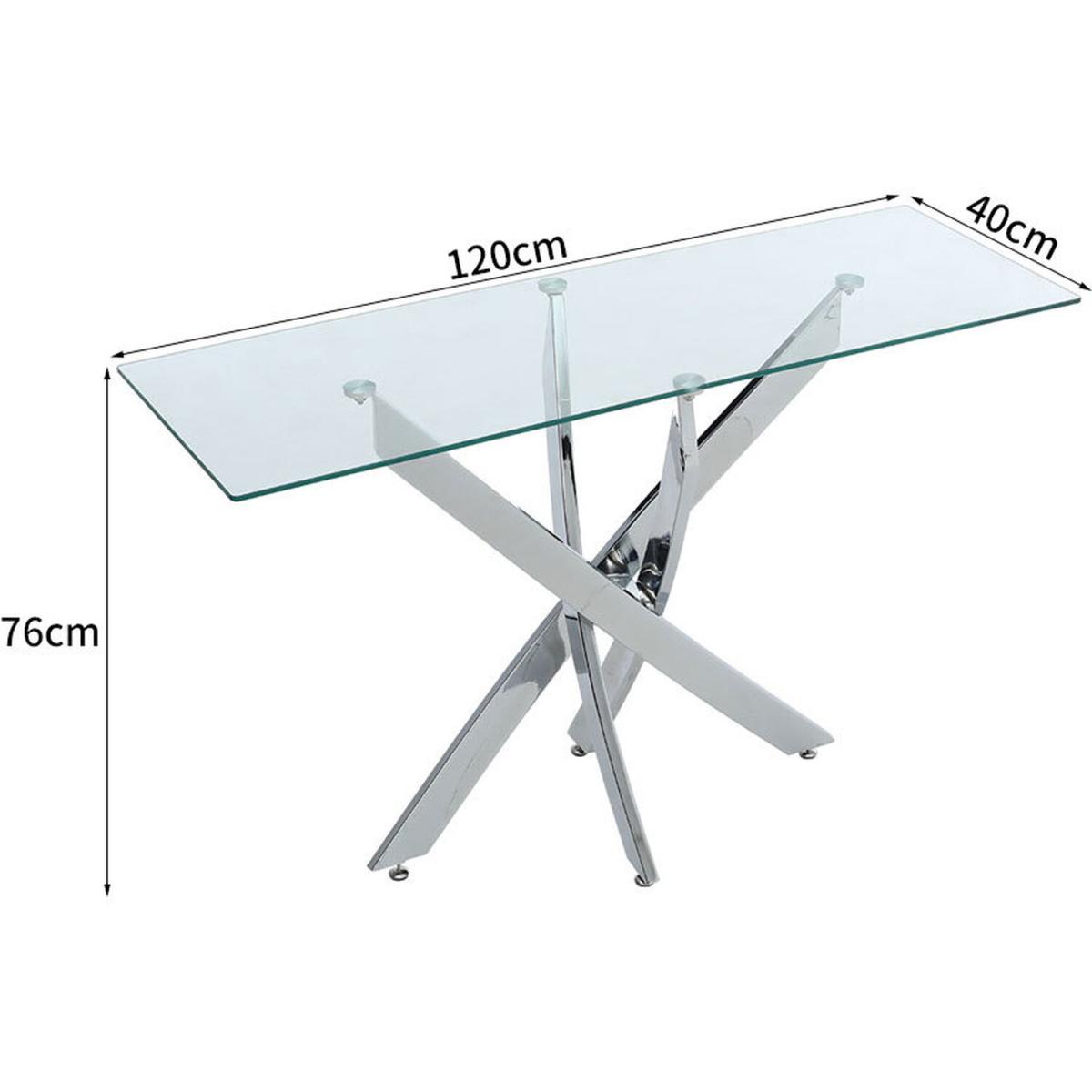 Rectangular Tempered Glass Slim Top Dinner Side Table  - Clear – image 4