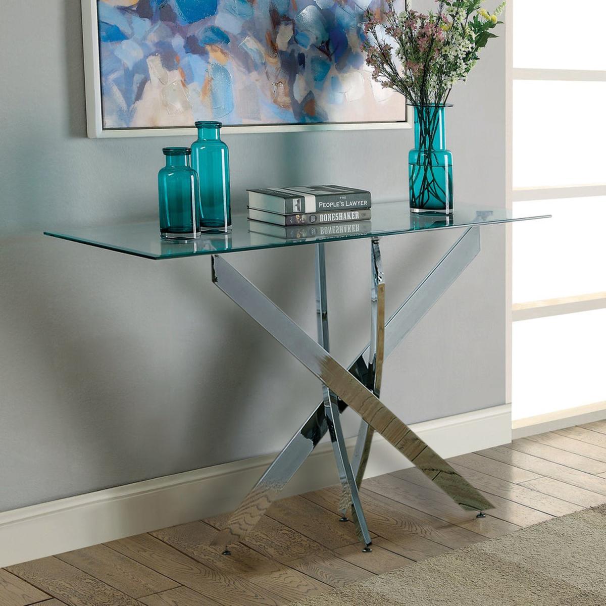Rectangular Tempered Glass Slim Top Dinner Side Table  - Clear – image 8