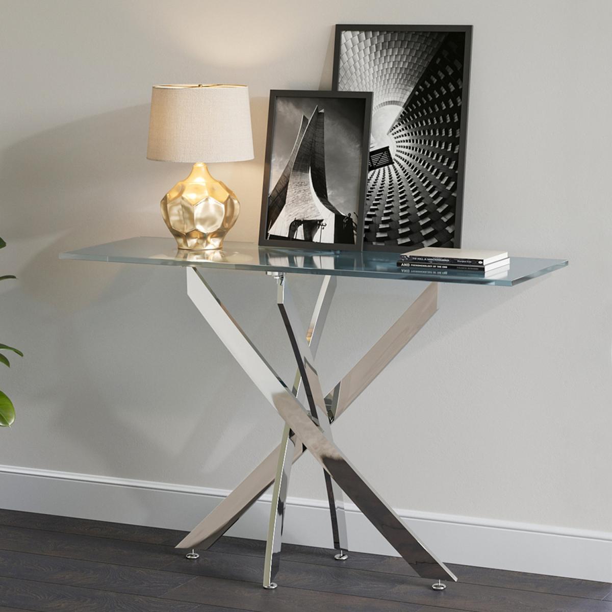 Rectangular Tempered Glass Slim Top Dinner Side Table  - Clear – image 9