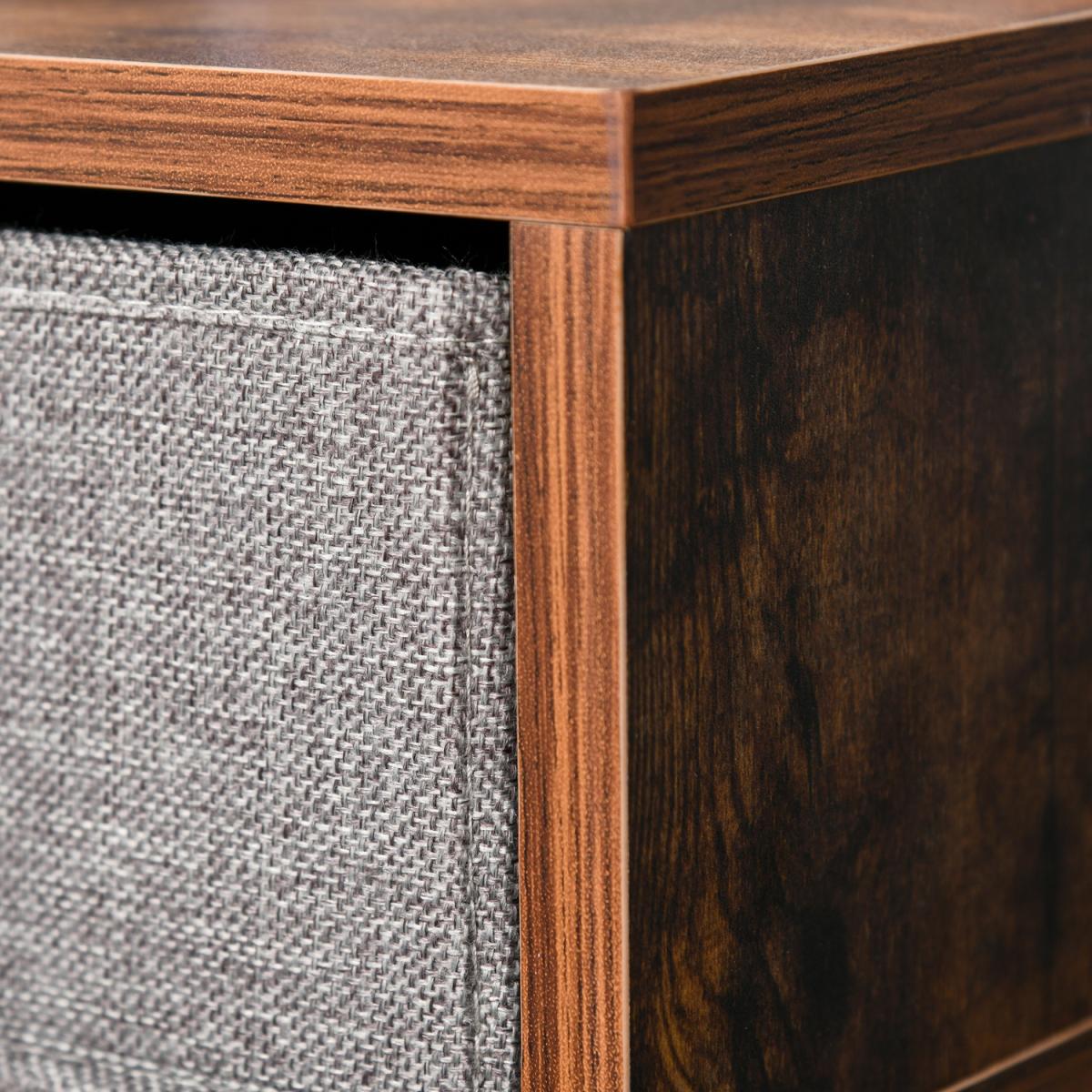 Retro Side Table with Removable Fabric Drawer - Brown – image 5
