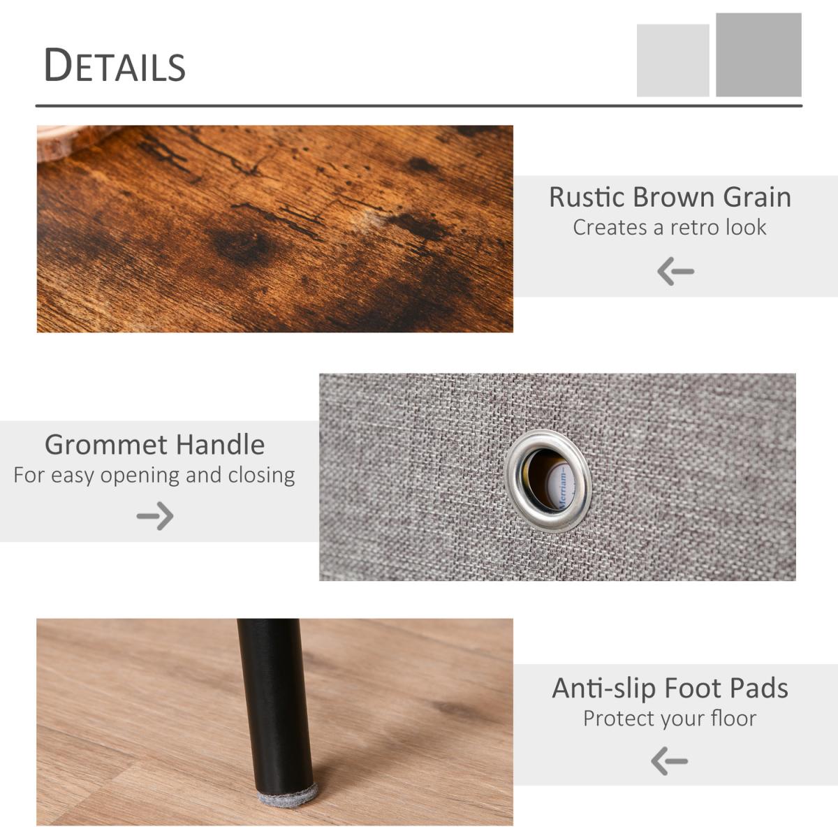 Retro Side Table with Removable Fabric Drawer - Brown – image 8