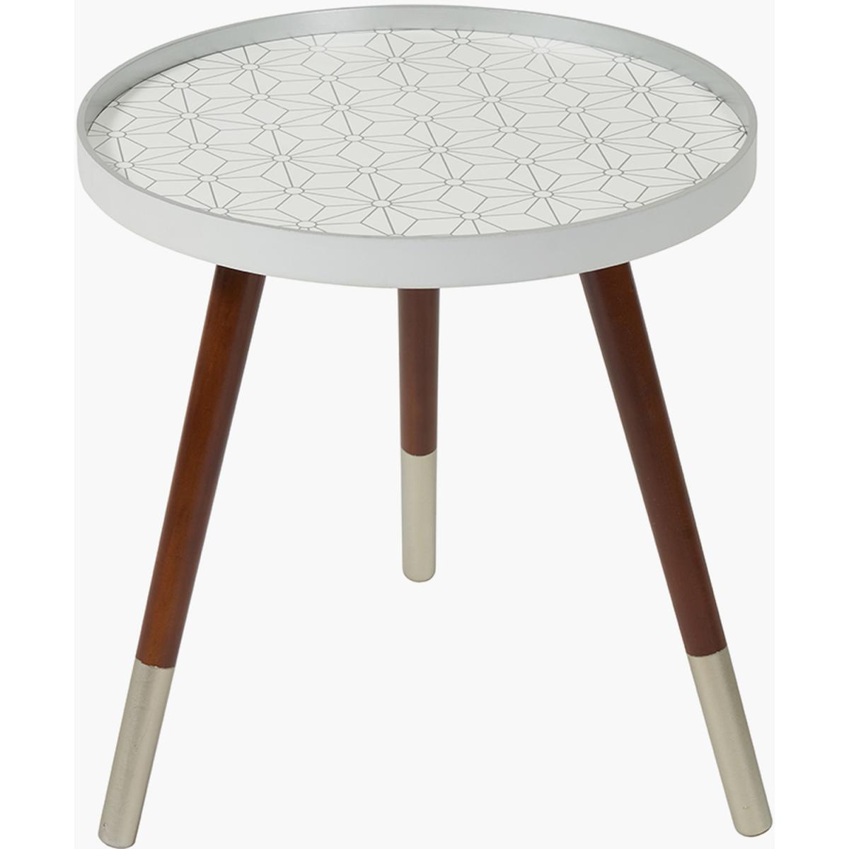 Peretti Floral Design Table - White and Silver Top, Brown and Silver legs – image 2