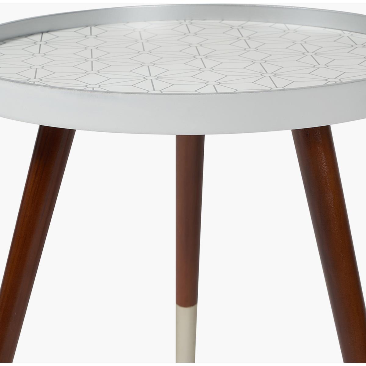 Peretti Floral Design Table - White and Silver Top, Brown and Silver legs – image 4
