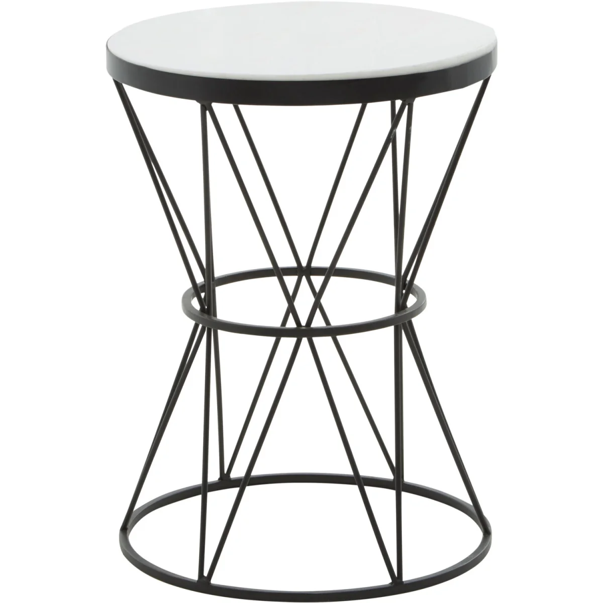 Shalimar Round White Marble Top Side Table - Black – image 2