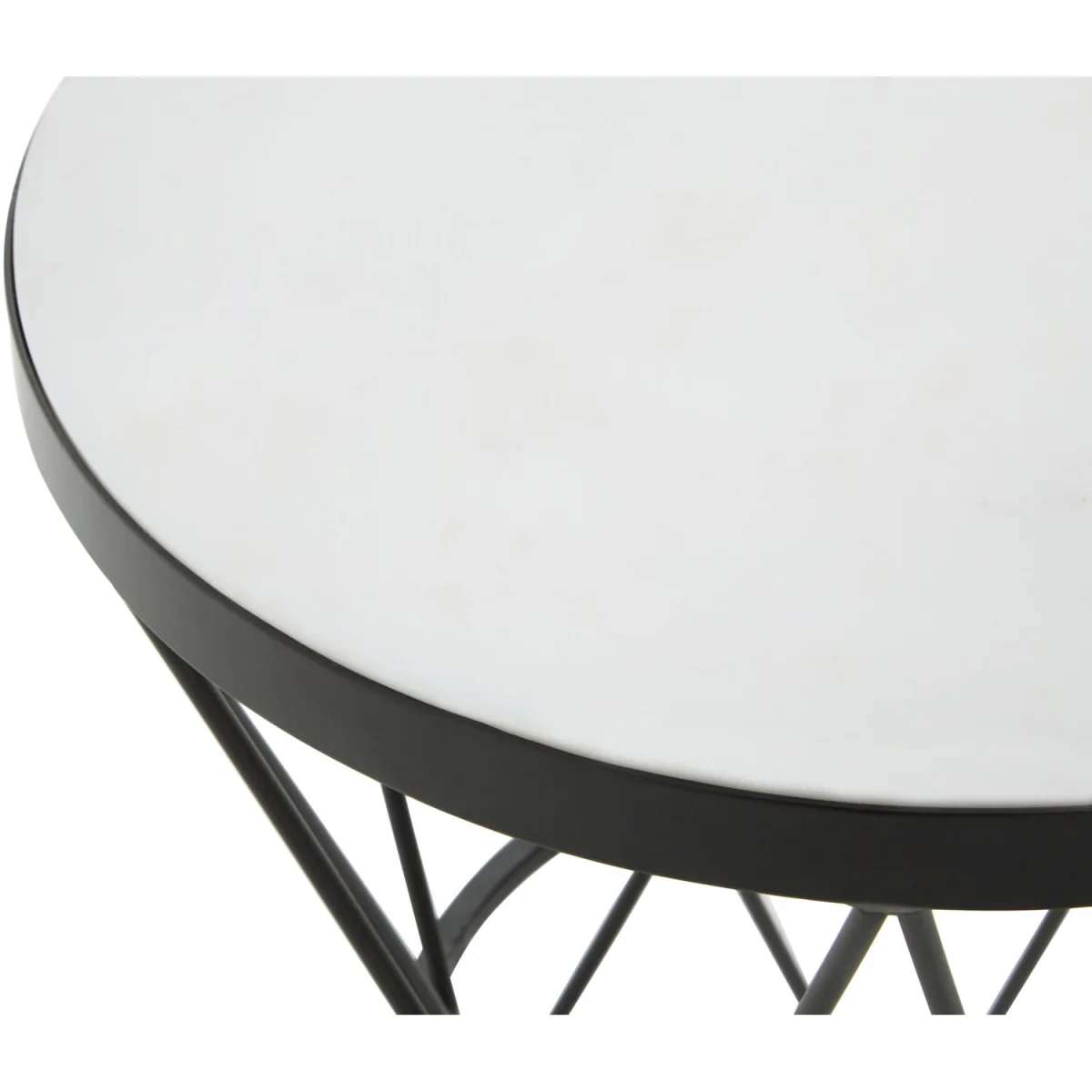 Shalimar Round White Marble Top Side Table - Black – image 3