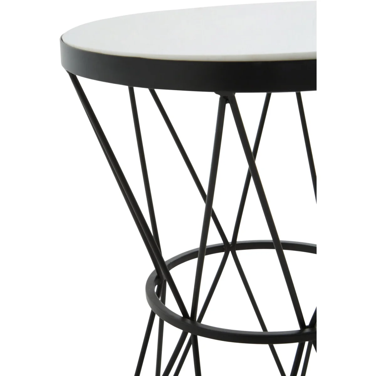 Shalimar Round White Marble Top Side Table - Black – image 4