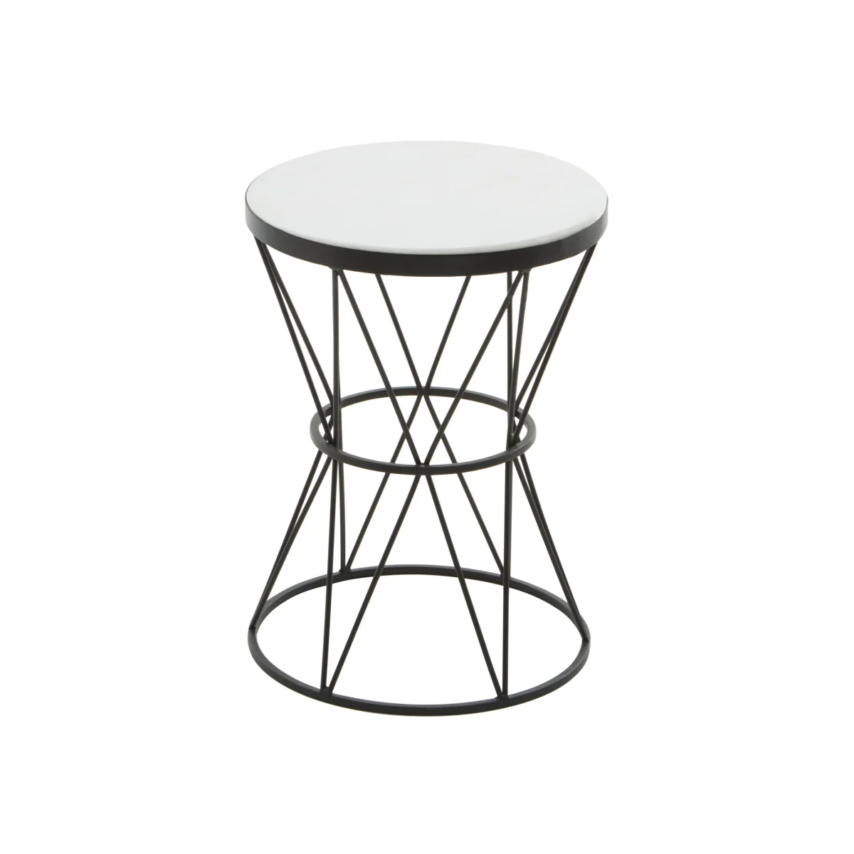 Shalimar Round White Marble Top Side Table - Black – image 1