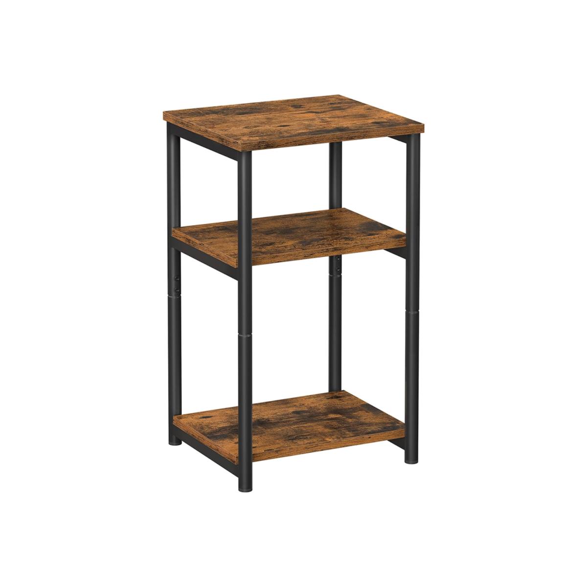 3 Tier Square Side Table With Steel Frame - Brown