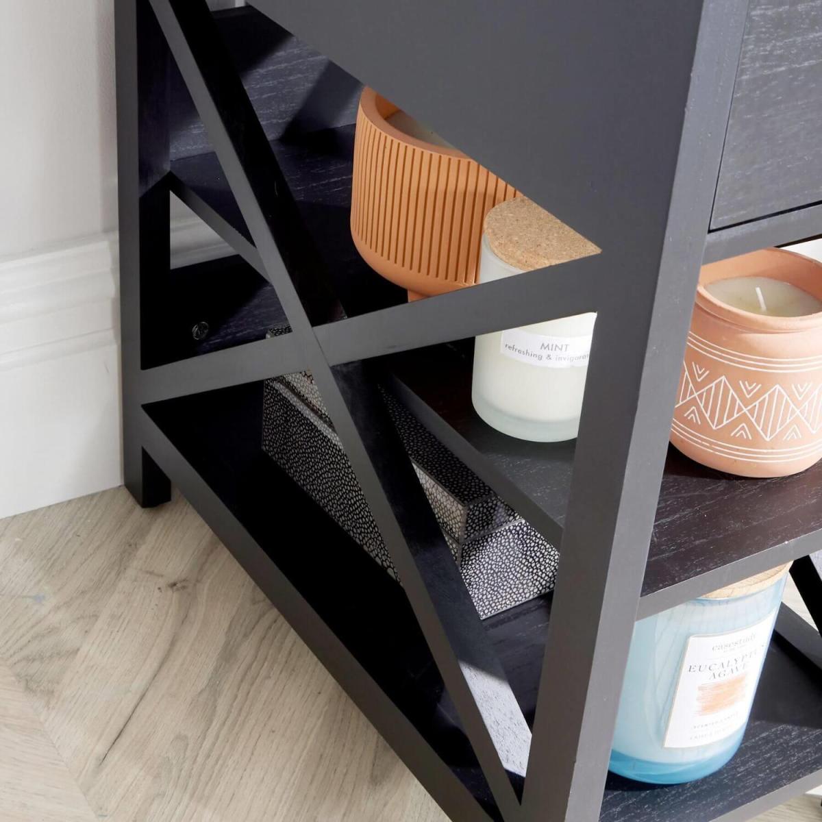Heston 1 Drawer Lamp Side Table Storage Unit - Charcoal - Charcoal – image 4