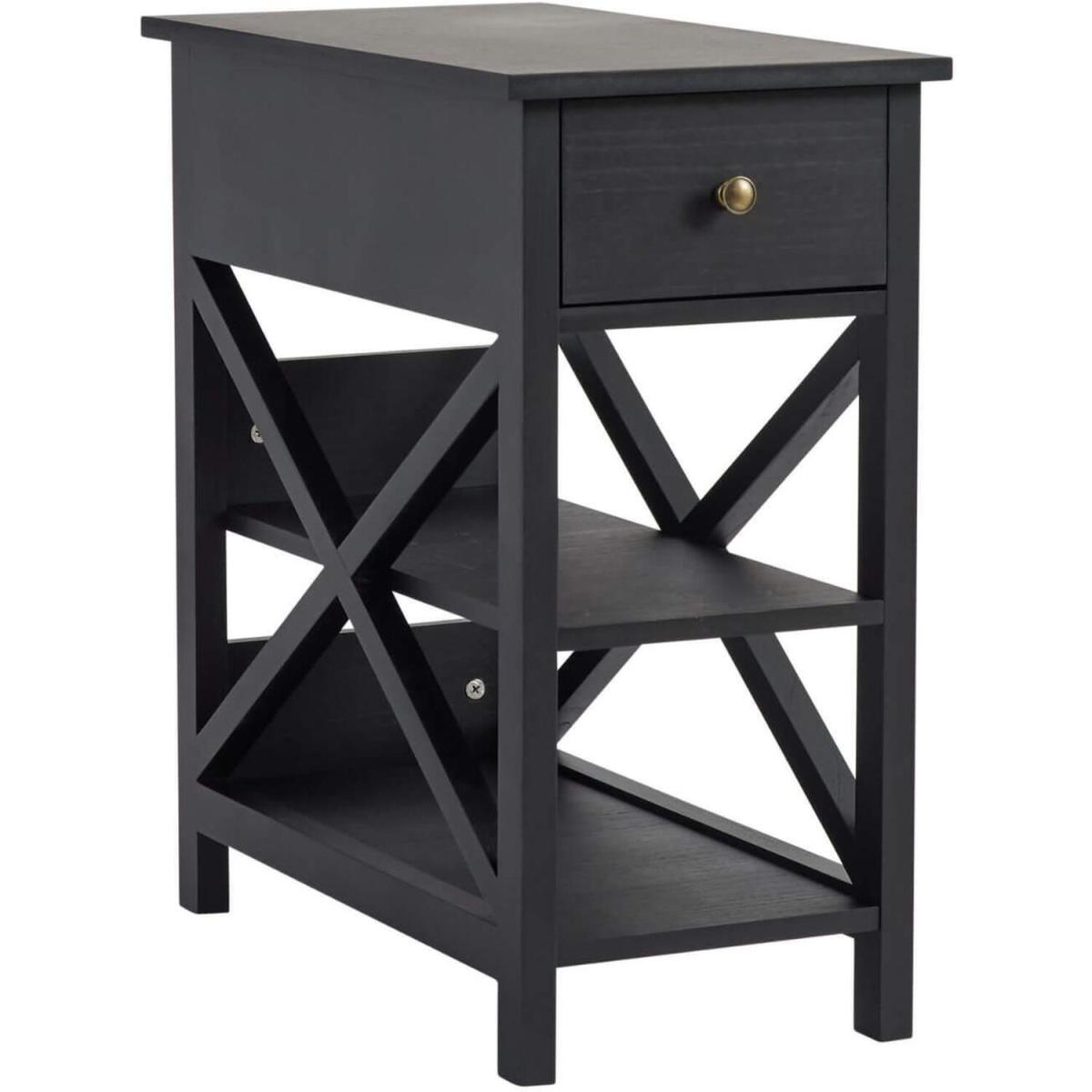 Heston 1 Drawer Lamp Side Table Storage Unit - Charcoal - Charcoal – image 8