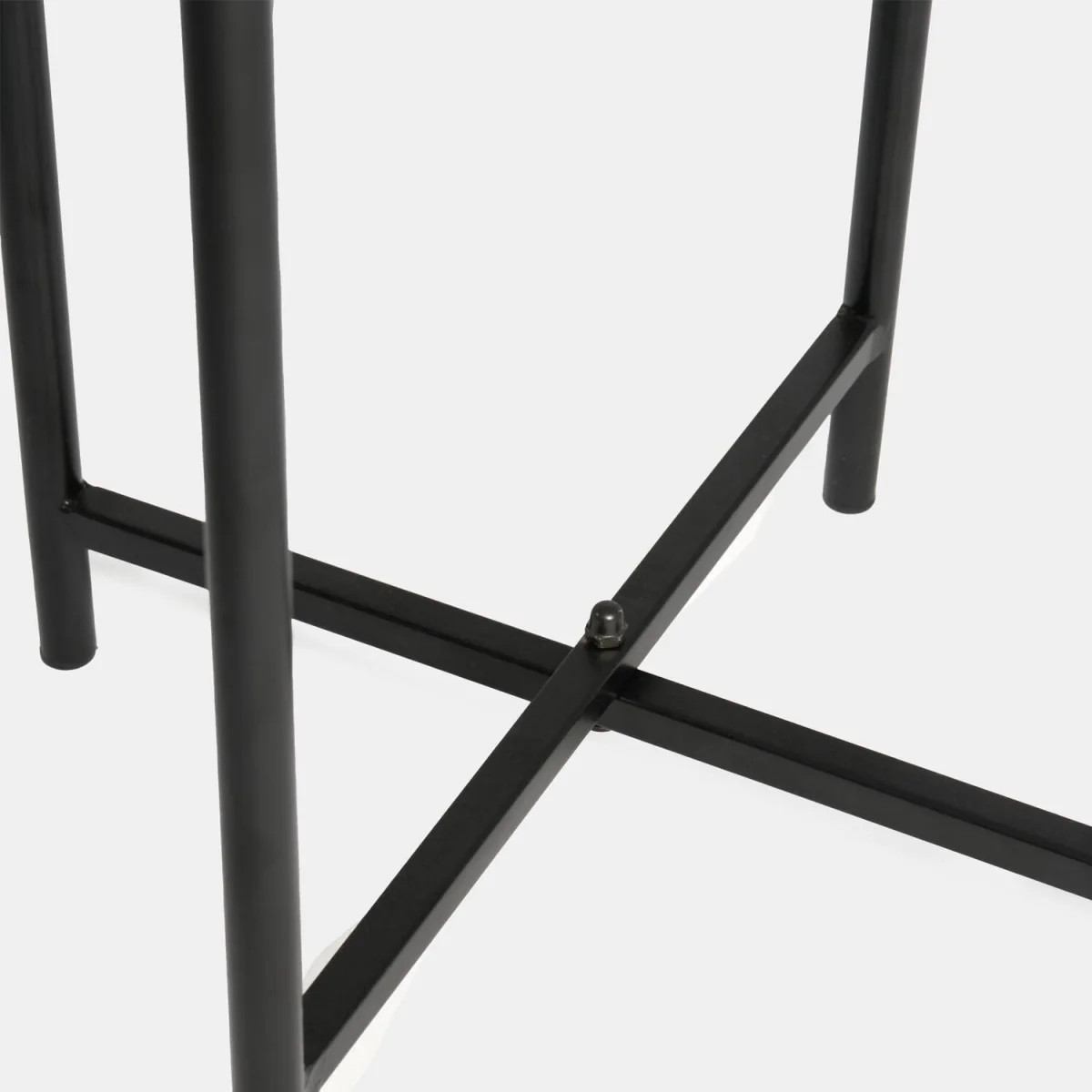 Marble Effect Round Side Table - Dark Wood – image 2