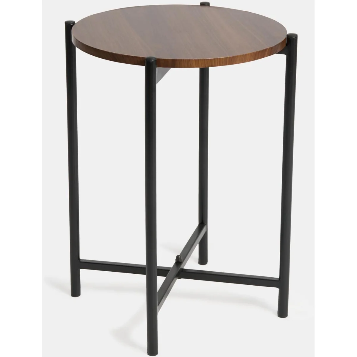 Marble Effect Round Side Table - Dark Wood – image 5
