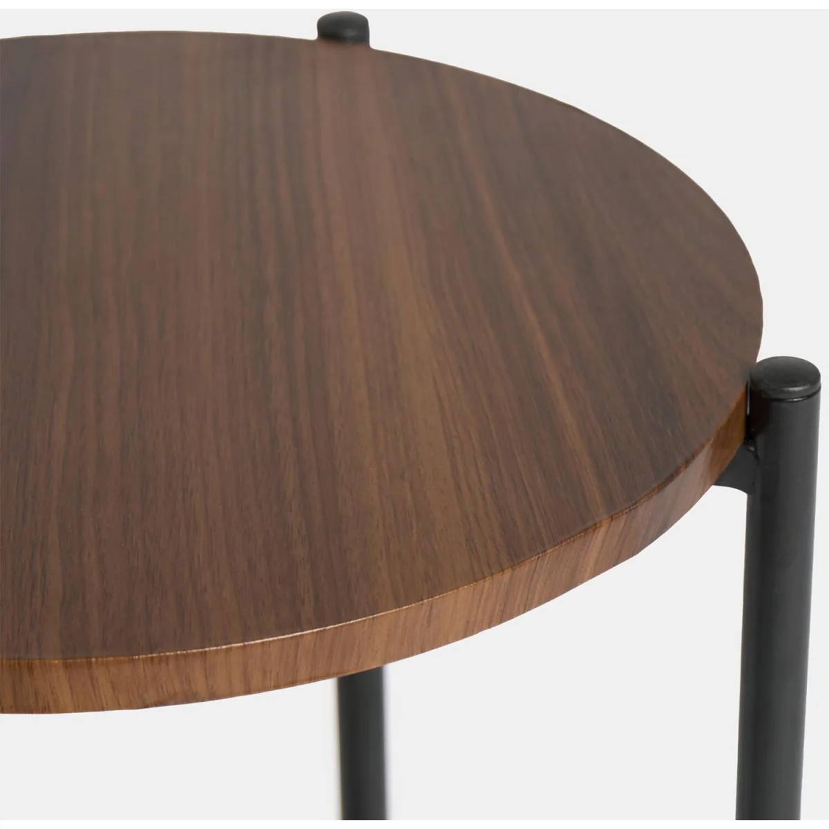 Marble Effect Round Side Table - Dark Wood – image 6