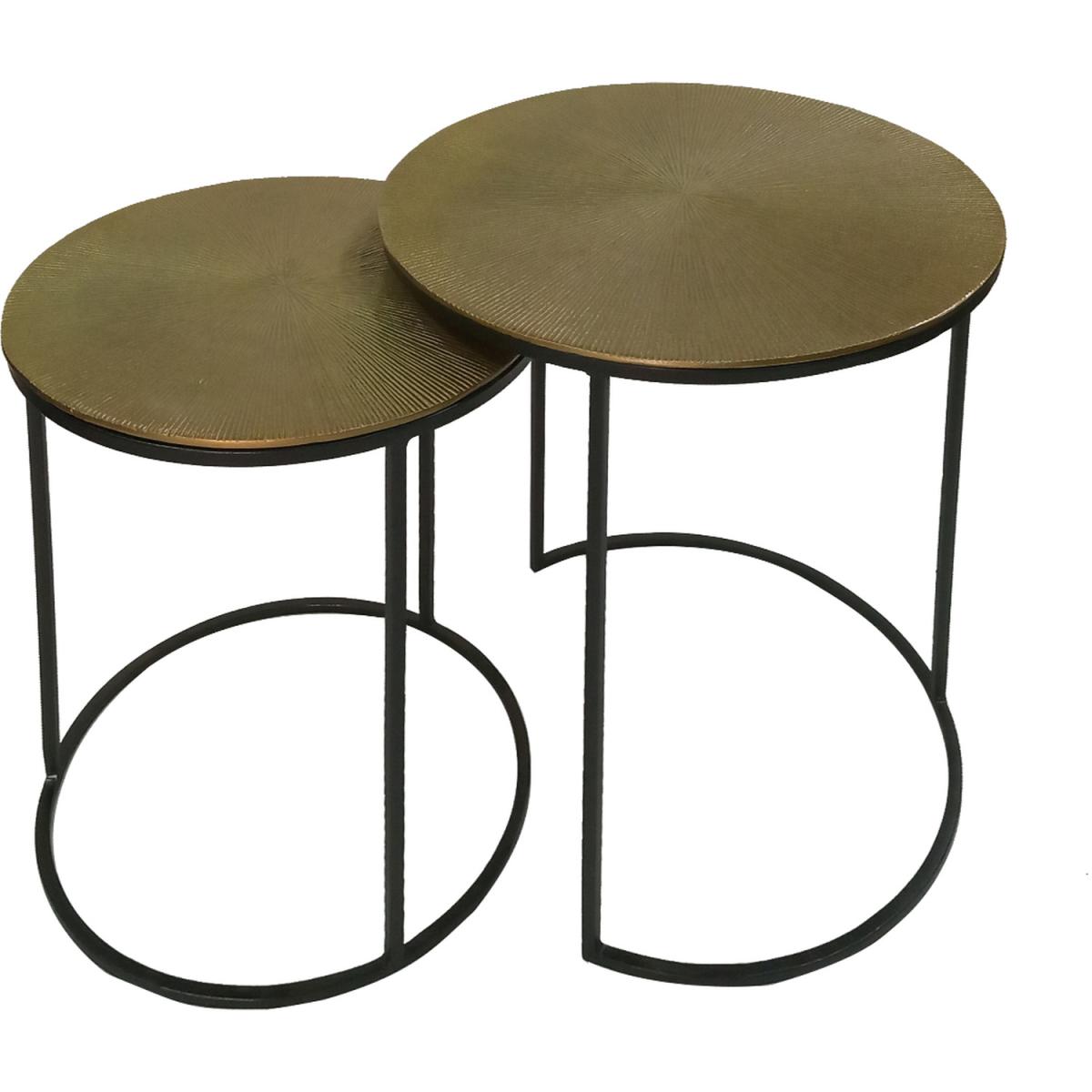 Nesting Side Table Set of 2 - Suhani Black and Gold Round Metal Top End Tables - Gold – image 5
