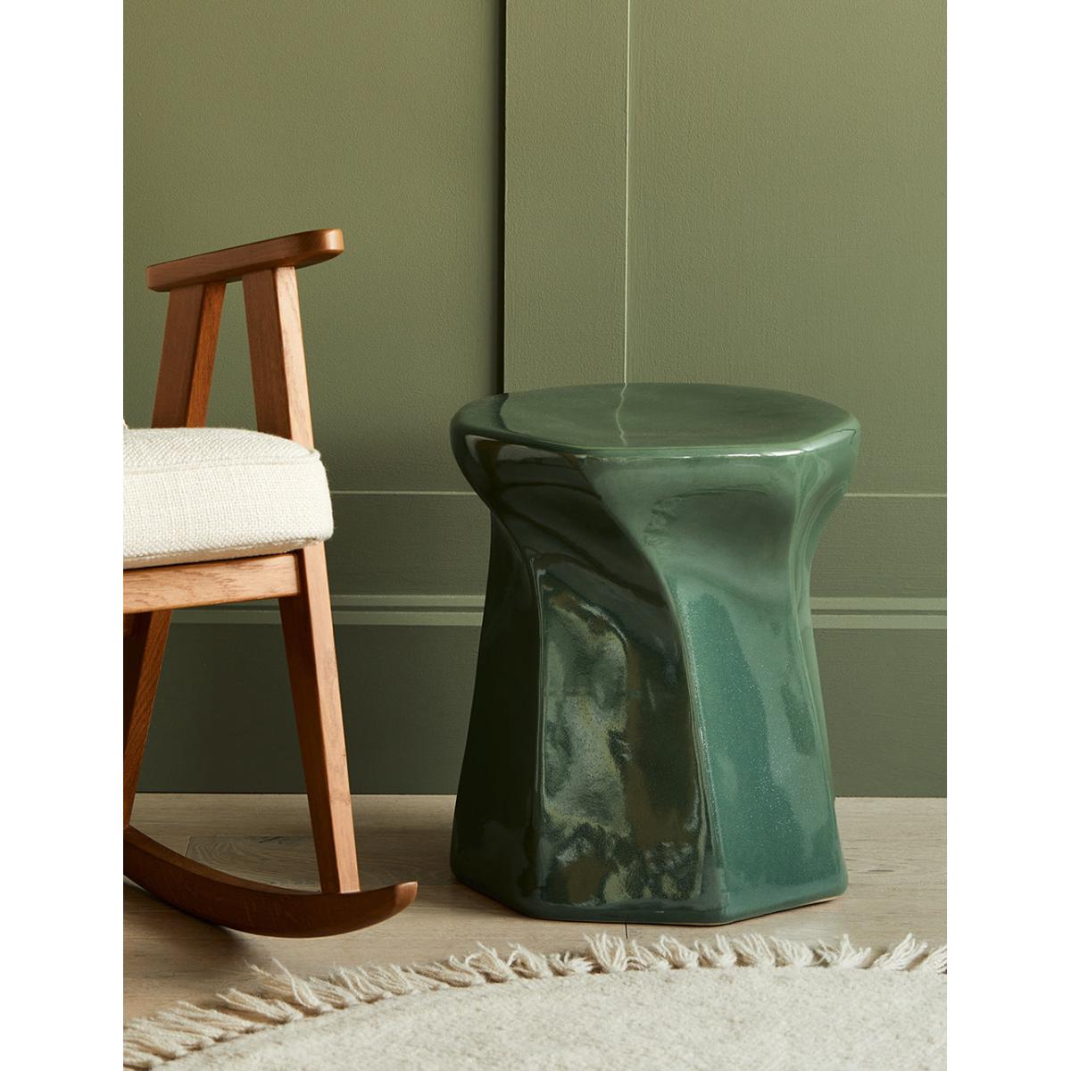 Olive Green Glossy Side Table – image 2