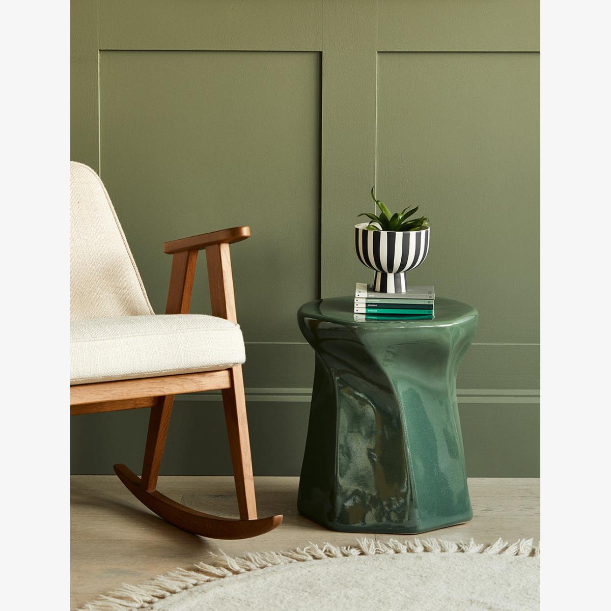 Olive Green Glossy Side Table – image 1