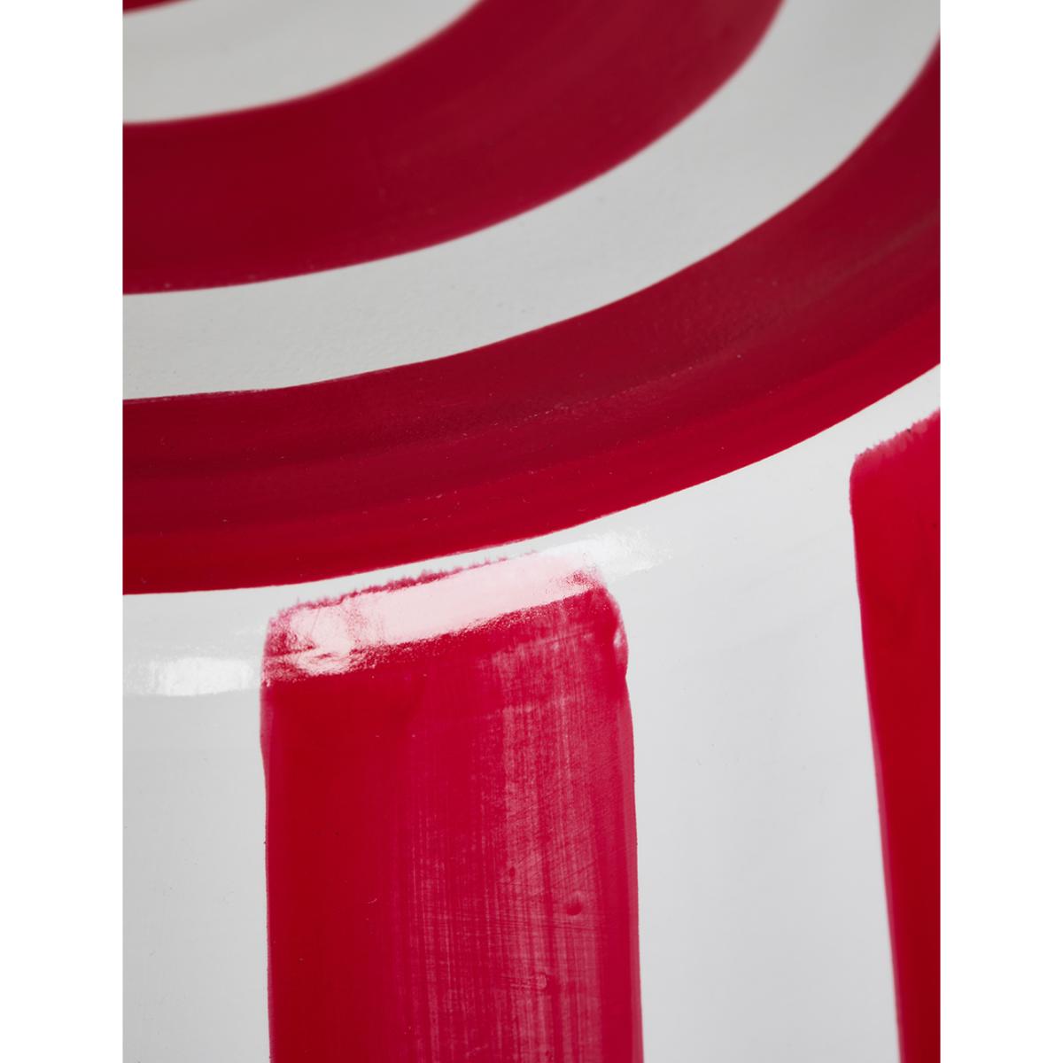 Red Striped Ceramic Side Table – image 3