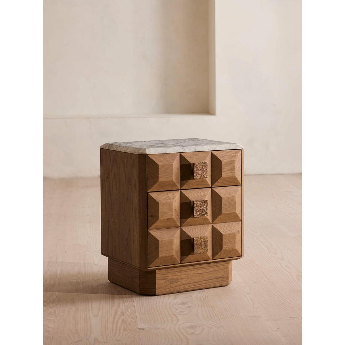 Marius Bedside Table, Small, Arabescato Corchia Marble – image 2
