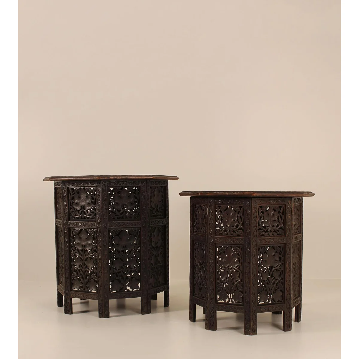Vintage Carved Side Tables, Wood – image 2