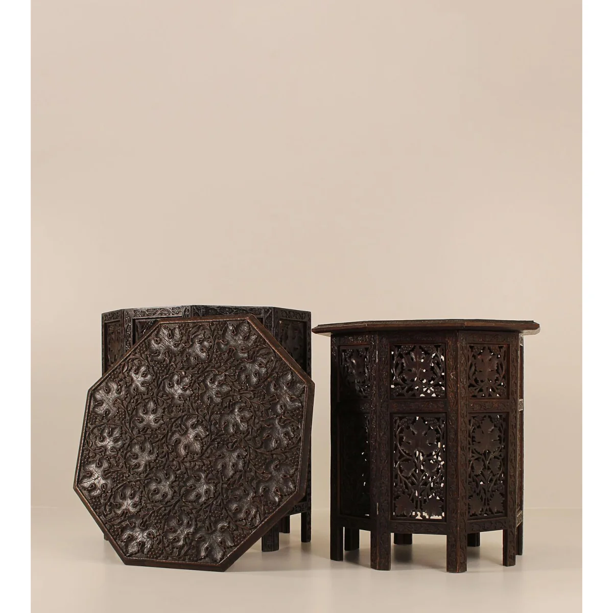 Vintage Carved Side Tables, Wood – image 3