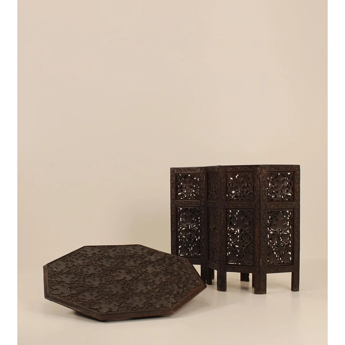 Vintage Carved Side Tables, Wood – image 4