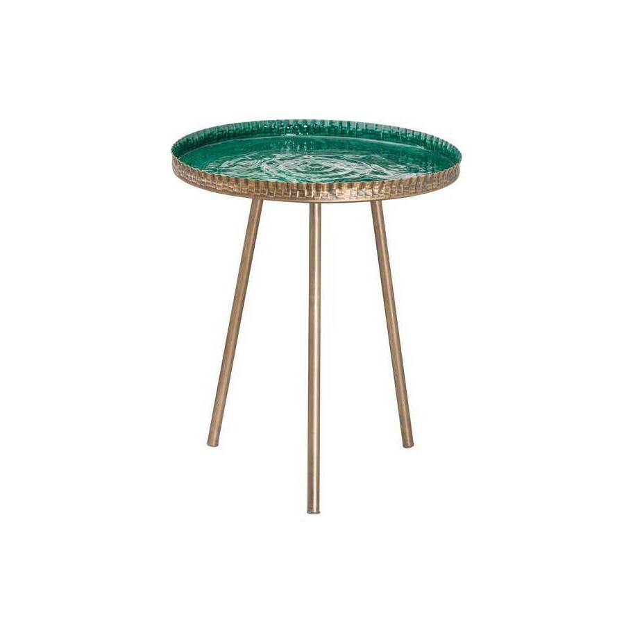 Hill Interiors Aztec Collection Brass Embossed Ceramic Dipped Side Table