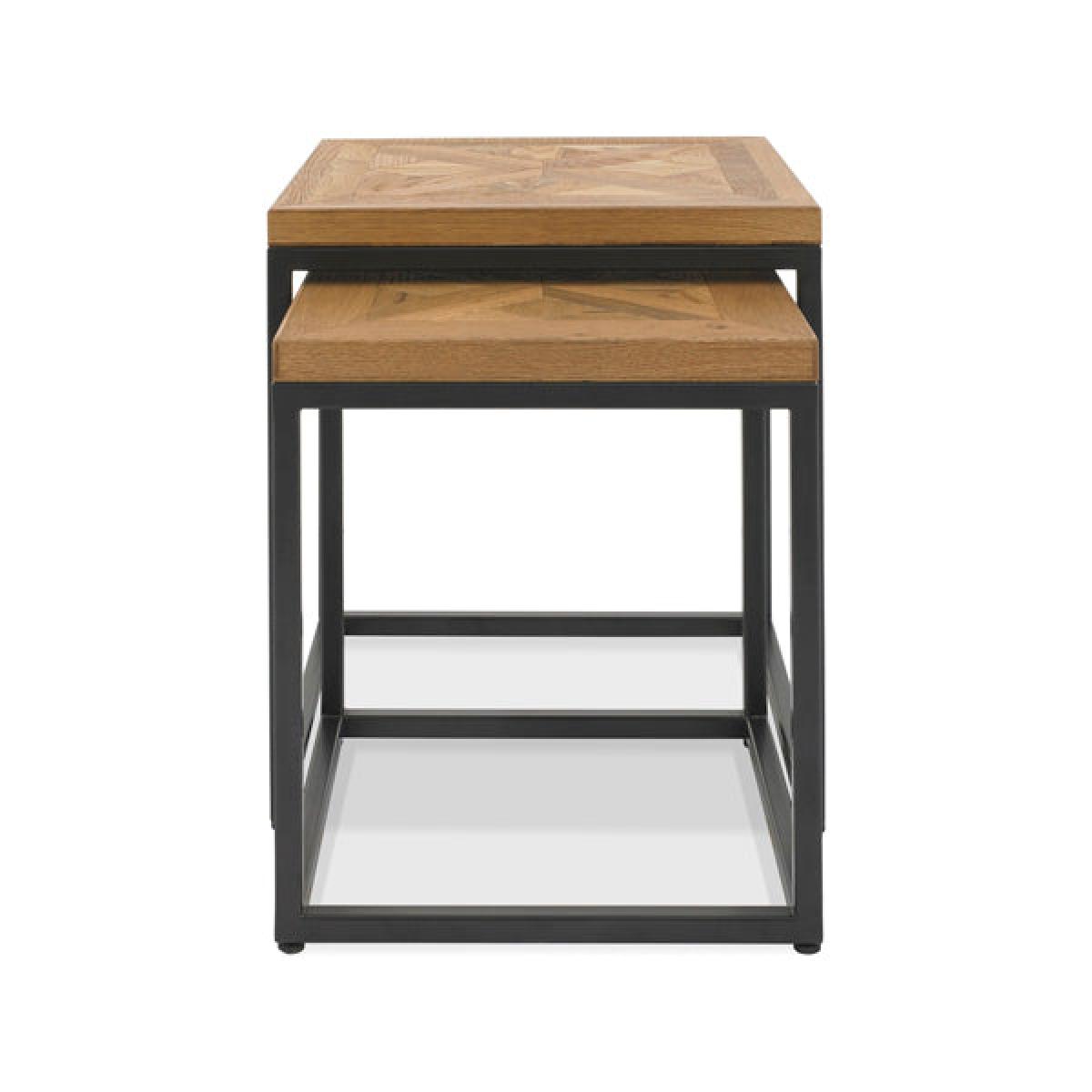 Bentley Indus Rustic Oak And Peppercorn Nest of Tables – image 3