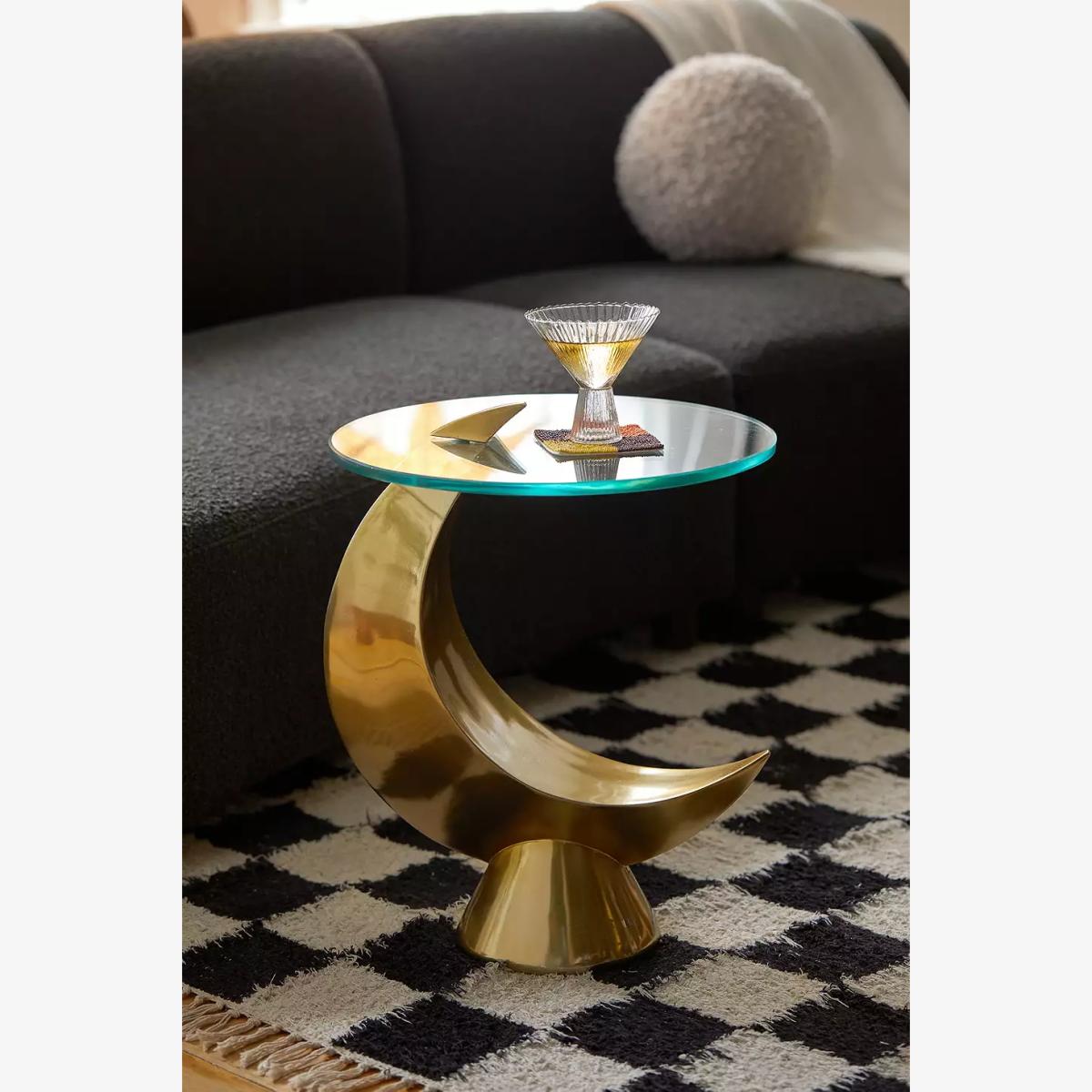 Gold Crescent Moon Side Table - Gold ALL at Urban Outfitters – image 1