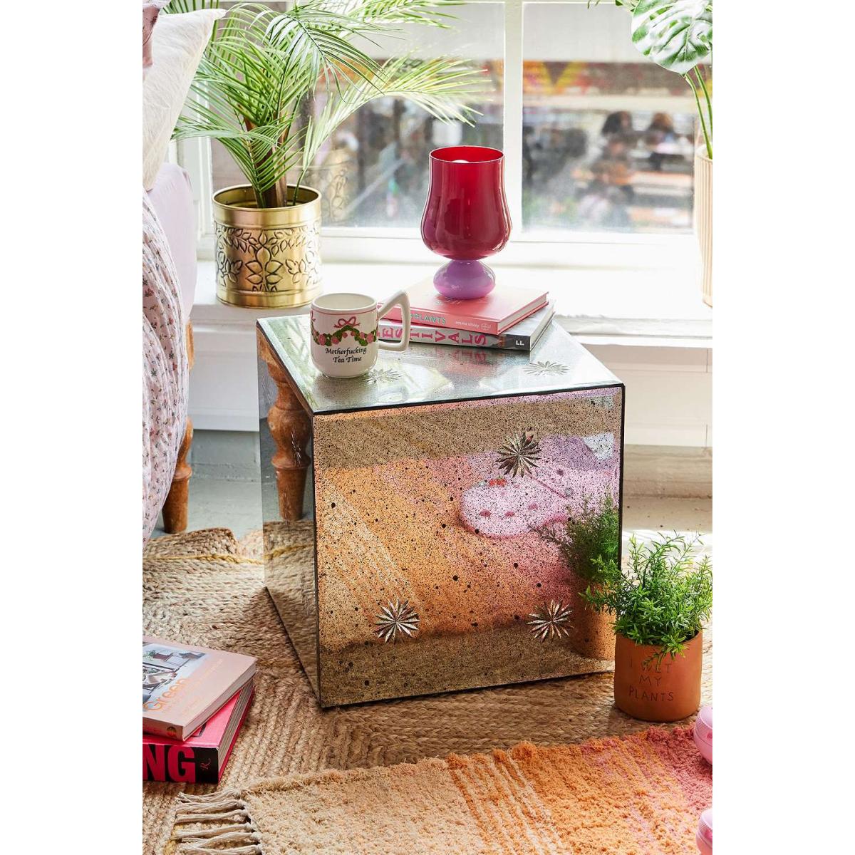 Mirrored Side Table - Silver 40.6cm x 40.6cm x 40.6cm at Urban Outfitters – image 2
