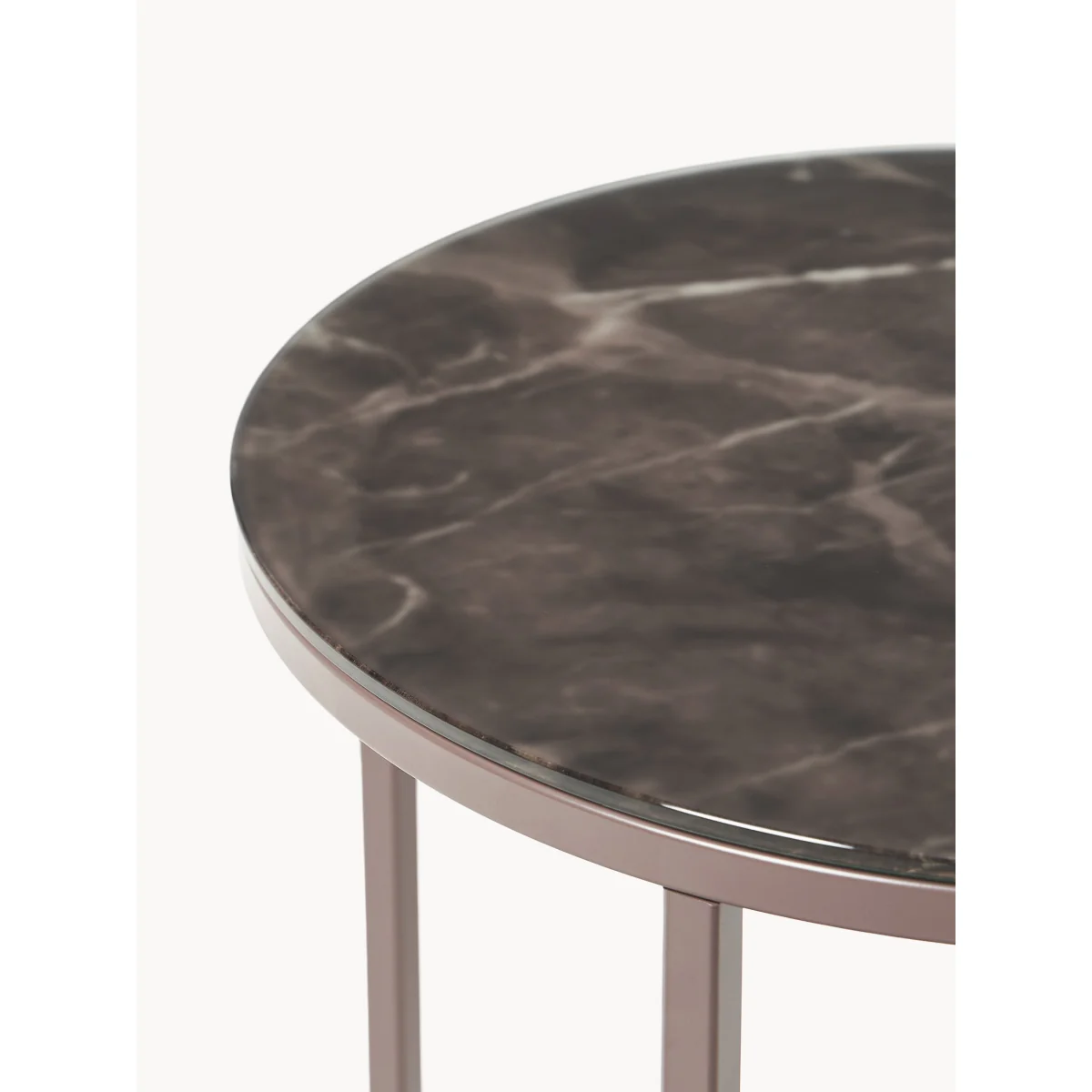 Round Side Table Antigua with Marble Effect Glass Top – image 3