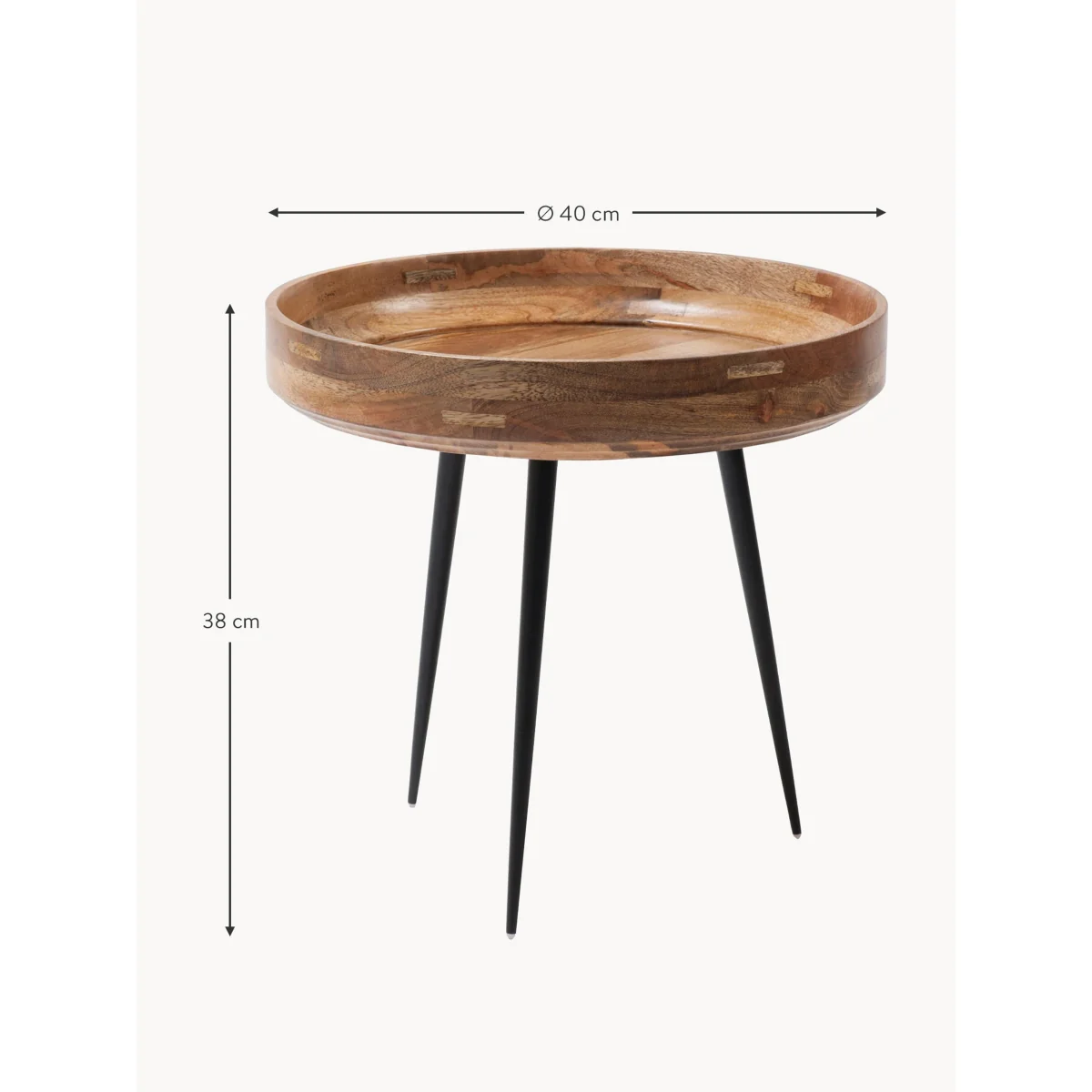 Round Mango Wood Side Table Bowl – image 2