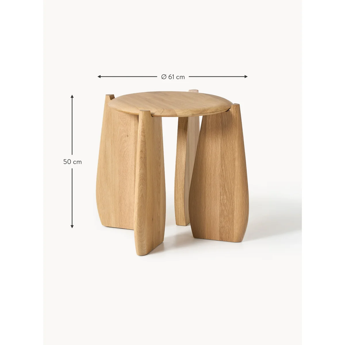 Round Oak Wood Side Table Hilda – image 6