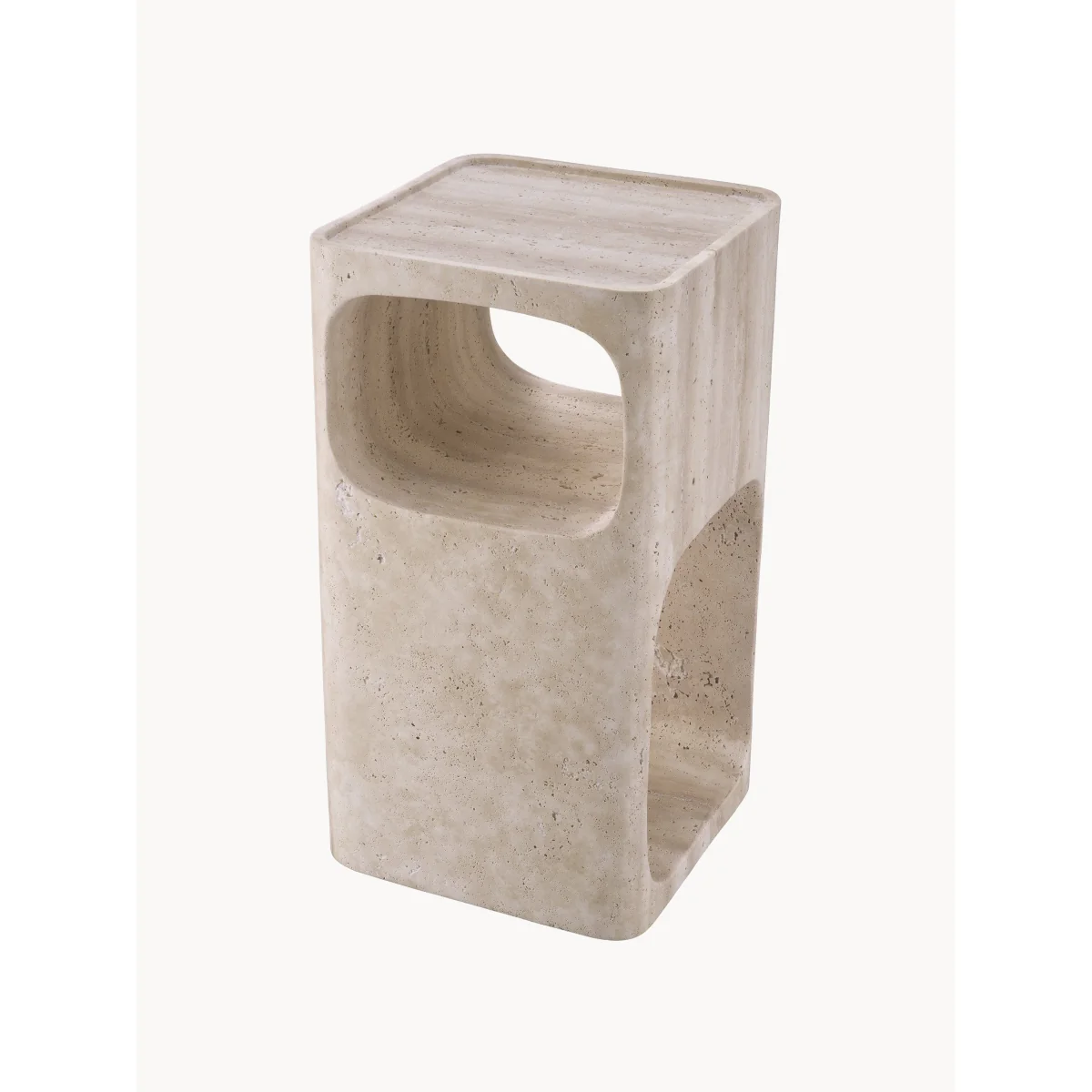Travertine Side Table Adler with Shelf – image 2