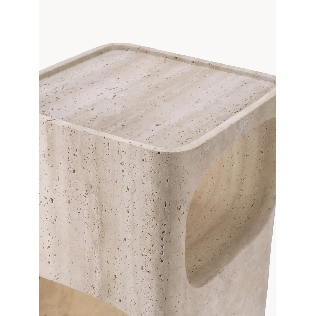 Travertine Side Table Adler with Shelf – image 3