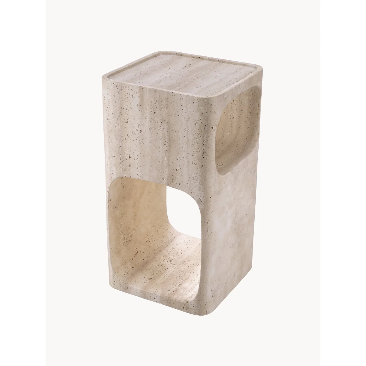 Travertine Side Table Adler with Shelf – image 4
