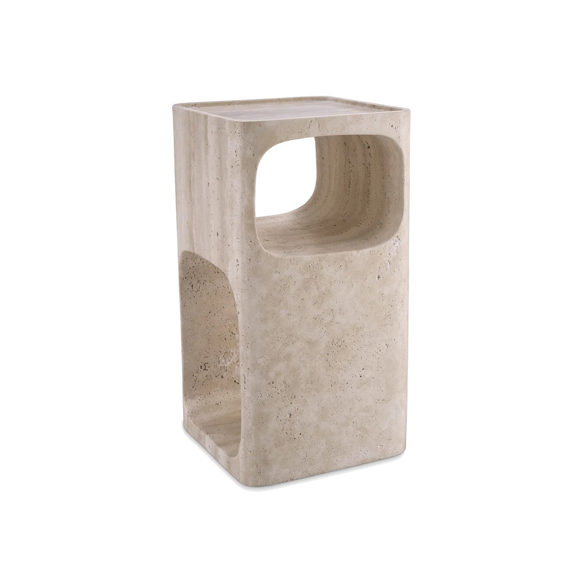 Travertine Side Table Adler with Shelf – image 1