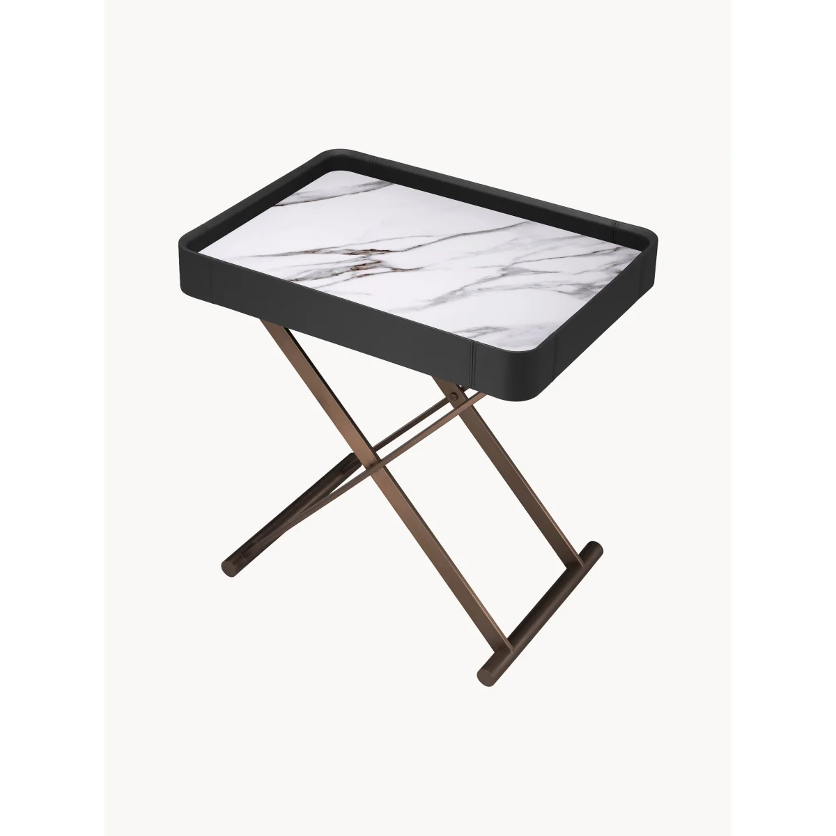 Folding Side Table Monarch with Marble-Effect Tray – image 3