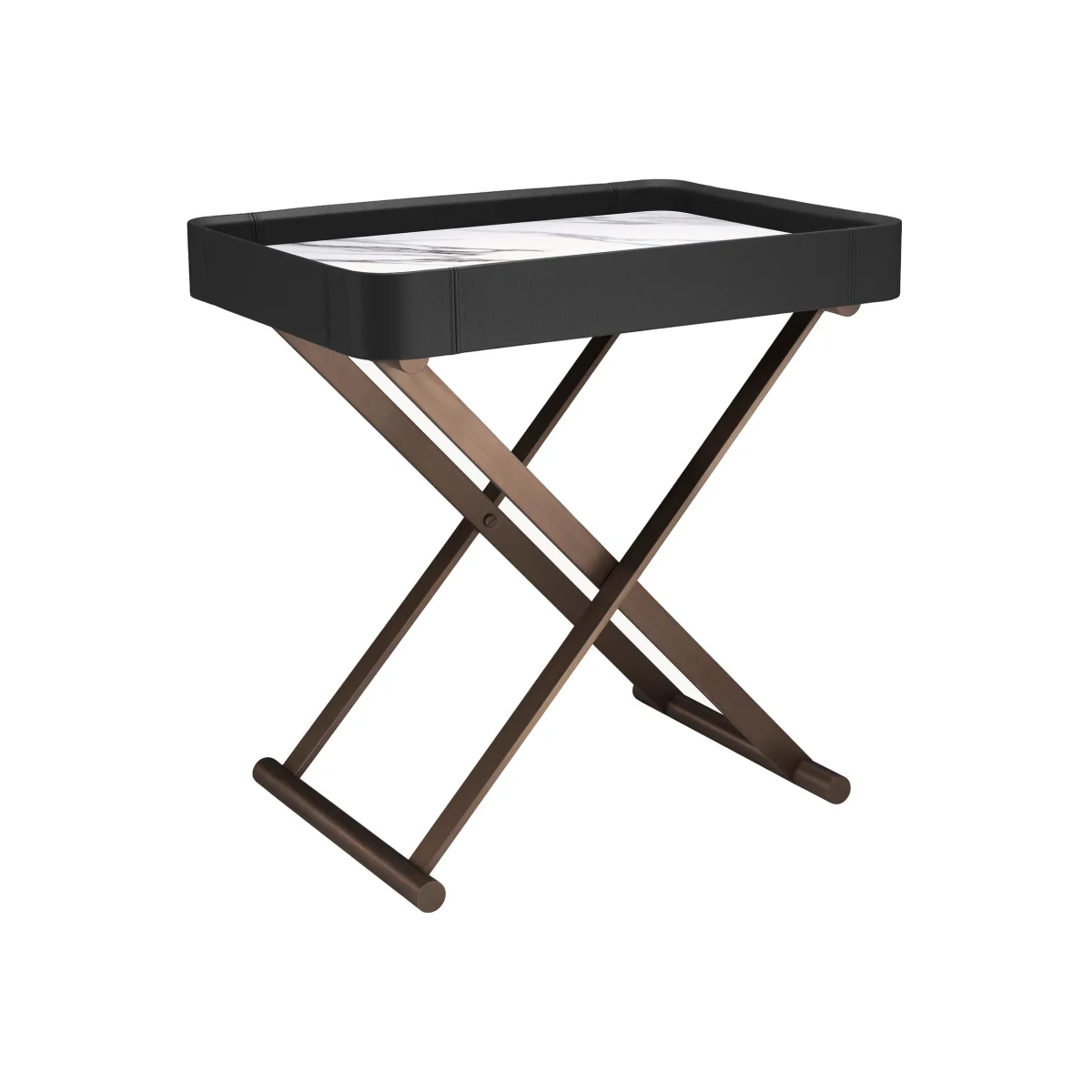 Folding Side Table Monarch with Marble-Effect Tray – image 1