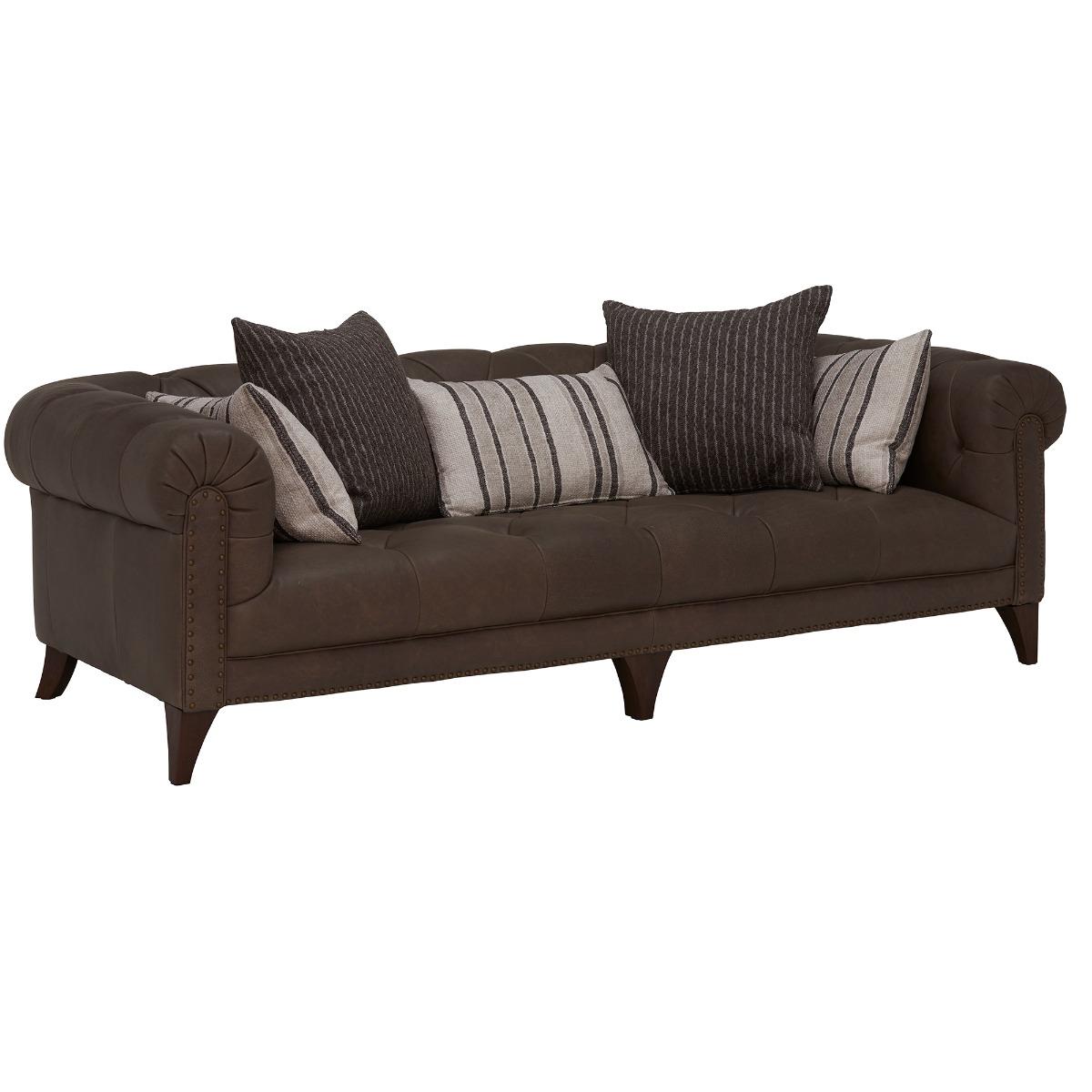 Anya 3 Seater Shallow Leather Sofa, Brown | Barker & Stonehouse – image 2