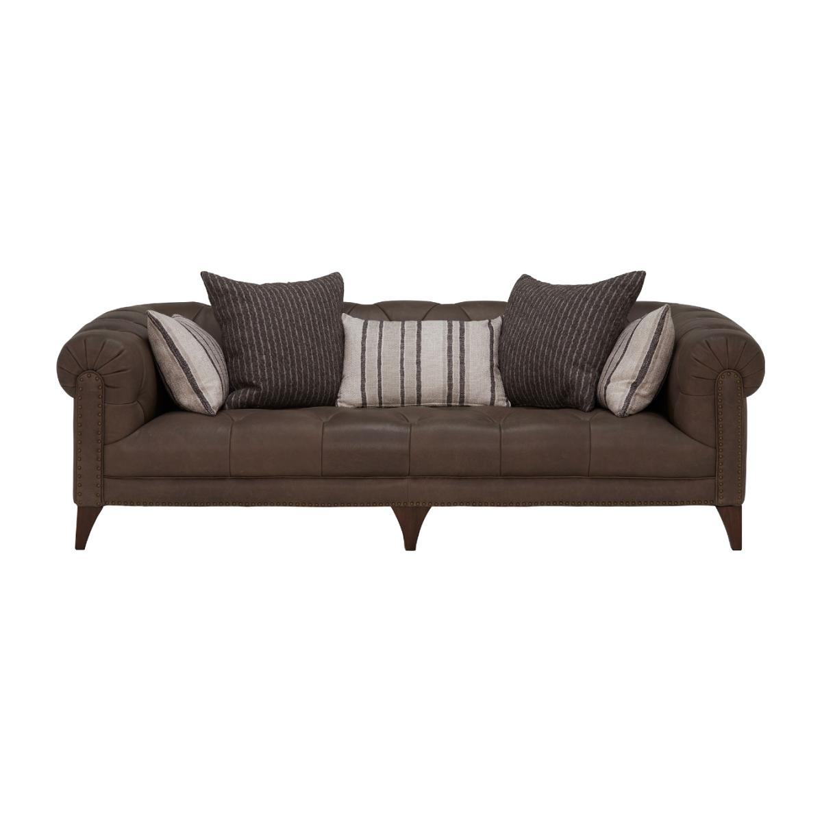Anya 3 Seater Shallow Leather Sofa, Brown | Barker & Stonehouse – image 1