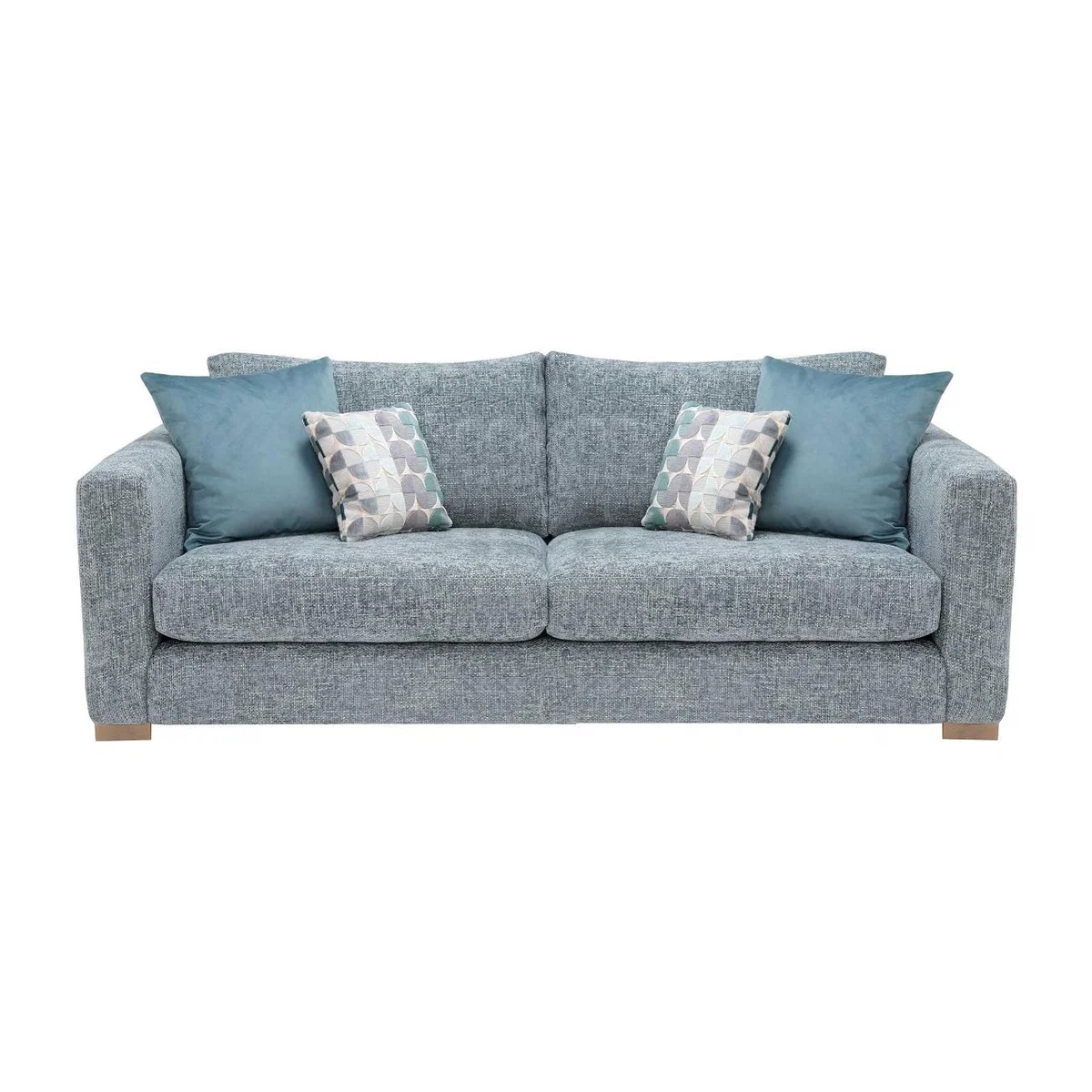 Fontella Large 3 Seater Fabric Sofa - Grey/Blue - W225 x D107 x H83cm - Barker & Stonehouse – image 1