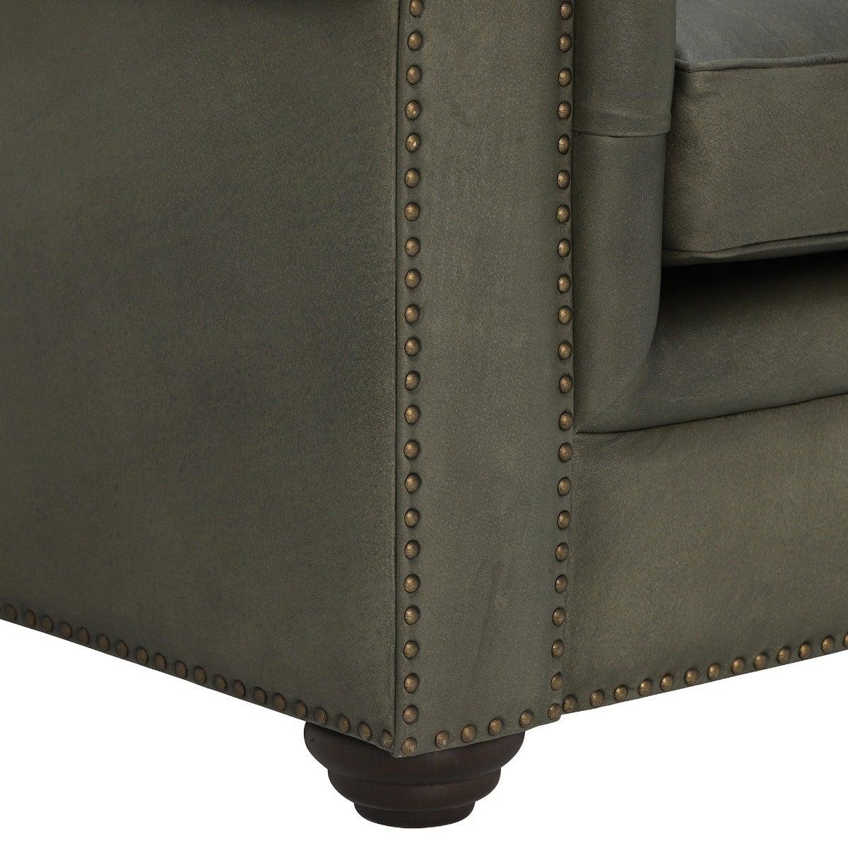 Winslow Medium Chesterfield 3 Seater Sofa, Green Leather | Barker & Stonehouse – image 4