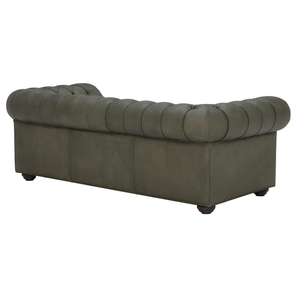 Winslow Medium Chesterfield 3 Seater Sofa, Green Leather | Barker & Stonehouse – image 5