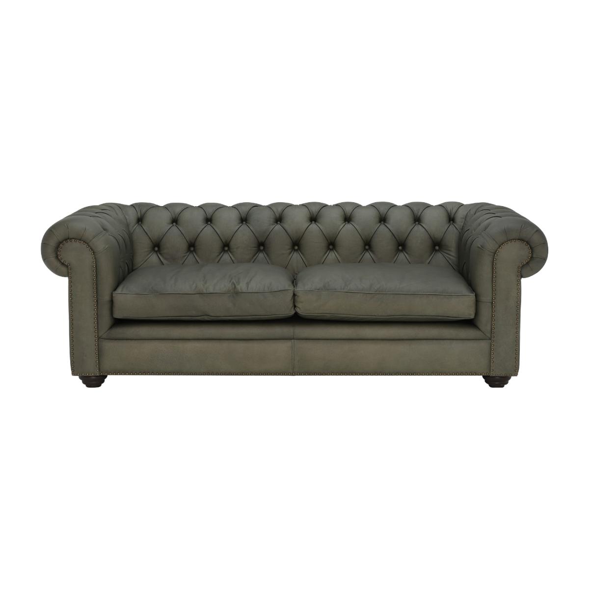 Winslow Medium Chesterfield 3 Seater Sofa, Green Leather | Barker & Stonehouse – image 1