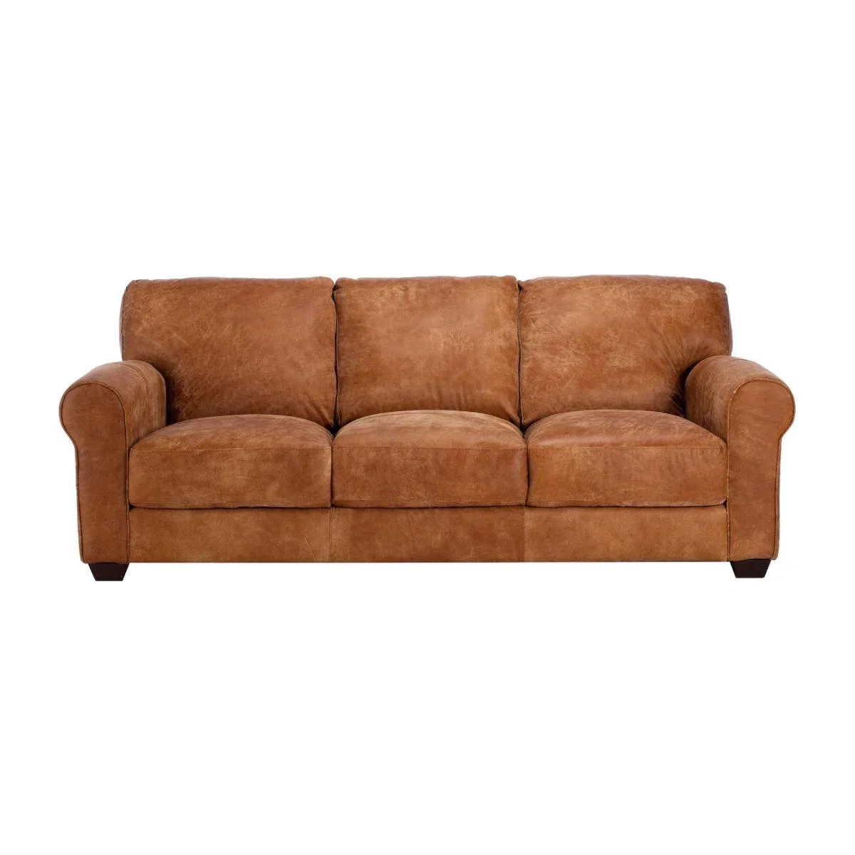 100% Leather 3 Seater Sofa - Light Brown - W221 x D101 x H84cm - New Houston by Barker & Stonehouse – image 1